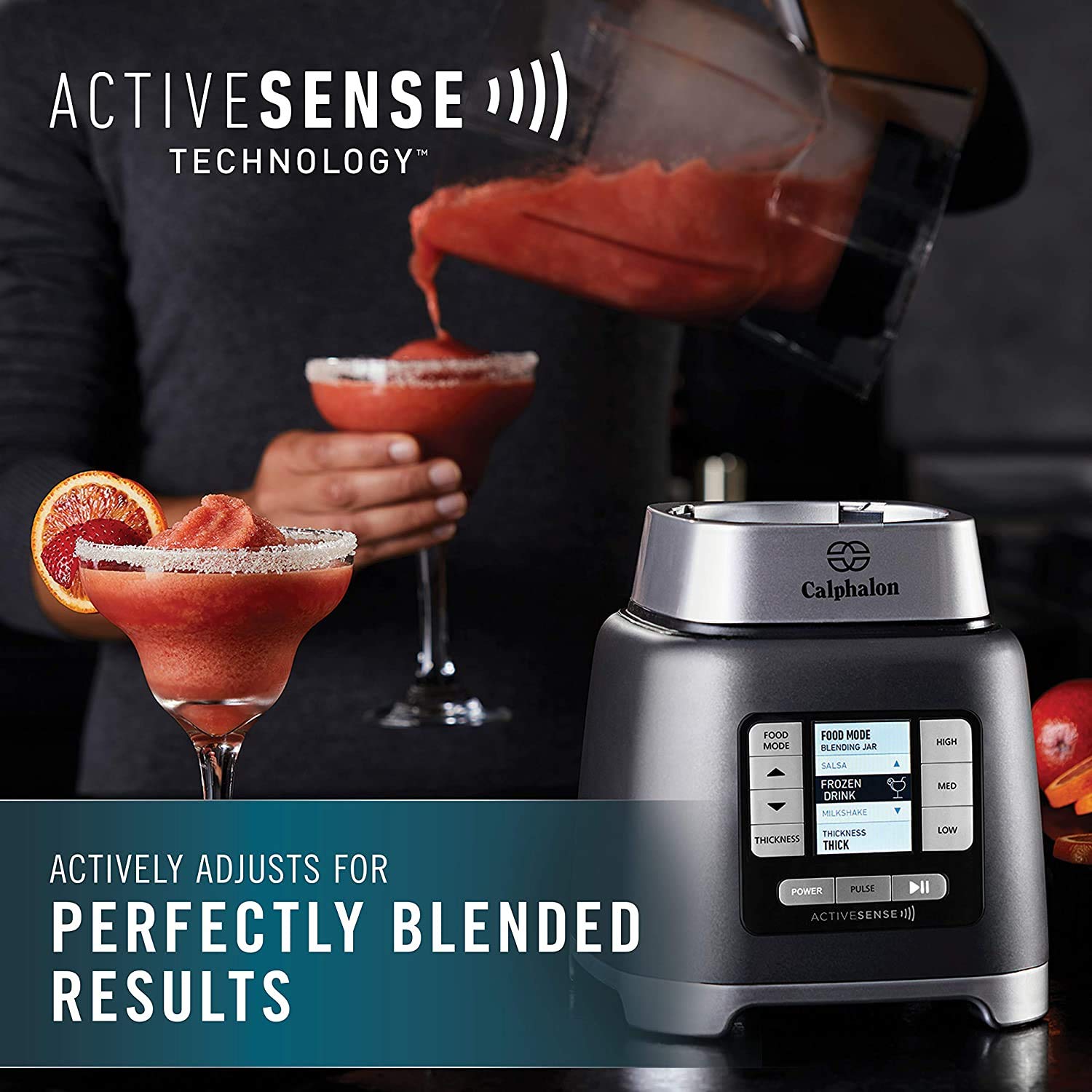 Calphalon 1200-Watt Professional Blender with 24-Oz Portable Blend-n-Go Cup | Dark Stainless Steel | Perfect for Smoothies, Protein Shakes & Meal Prep | Ideal for Home Kitchen, Gym & Office Use