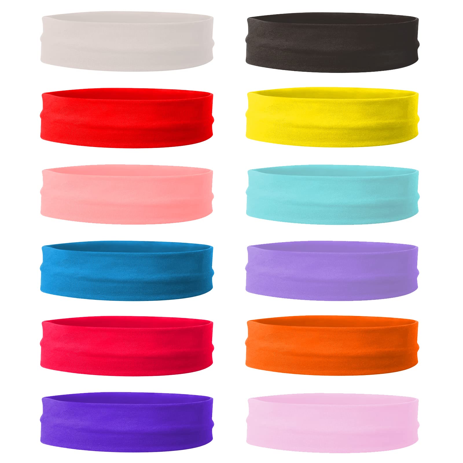 12 Pack Stretch Headbands for Women - Soft Elastic Yoga & Sports Hair Accessories - Mixed Colors (12pcs) - Perfect for Workouts, Running, Yoga and Daily Wear
