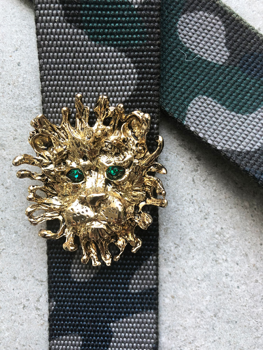 40mm Lion Gold & Green Camo Strap - Durable Nylon Watch Band for Men, Military Style Wristband for Outdoor, Hiking, and Tactical Use