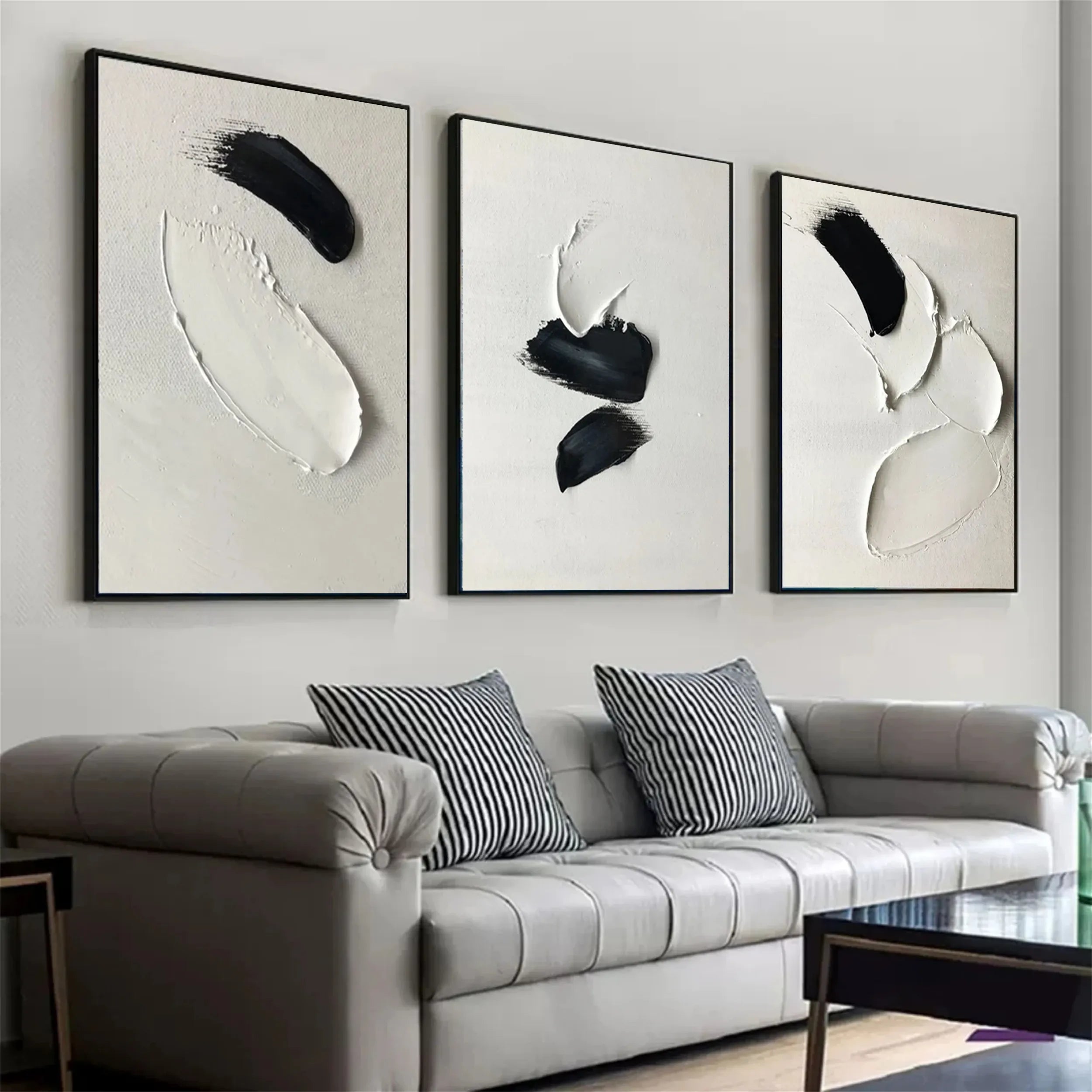 Minimalist Balance Canvas Painting Set of 3 - Modern Abstract Wall Art for Living Room, Bedroom & Office Decor #MM286