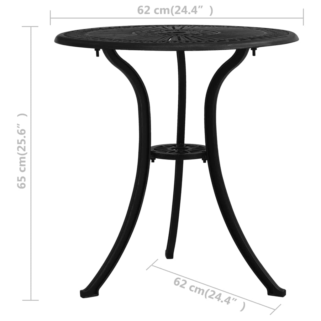 Black Cast Aluminum Outdoor Dining Table 24.4