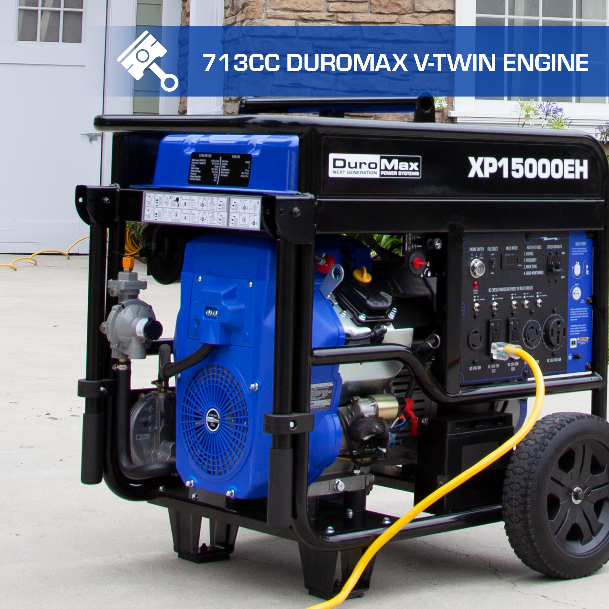 15,000W Dual Fuel Portable Generator - Gas & Propane Powered - Backup Power for Home, Camping & Emergency Use