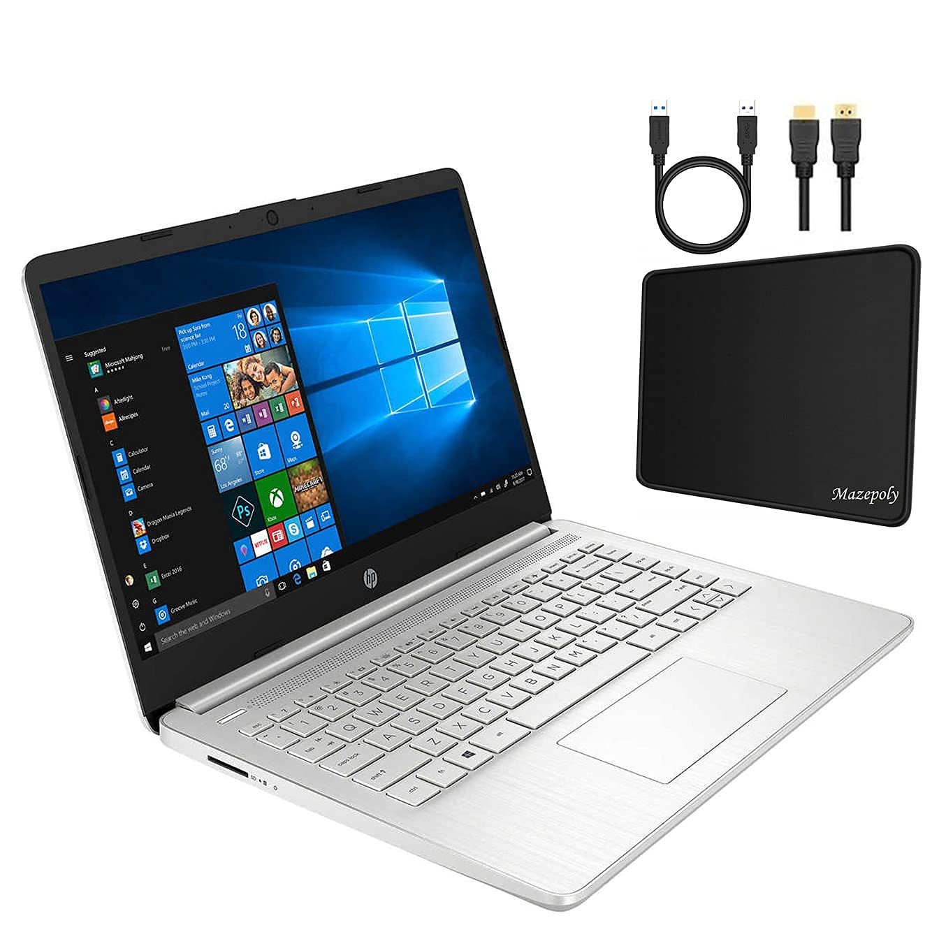 HP 14-inch FHD (1920x1080) IPS Anti-Glare Laptop - Intel Core i5-1035G1, 12GB RAM, 256GB SSD, Bluetooth, USB Type-C, Backlit Keyboard, Webcam, WiFi, Windows 10 (Renewed) - Perfect for Work, Study & Home Office