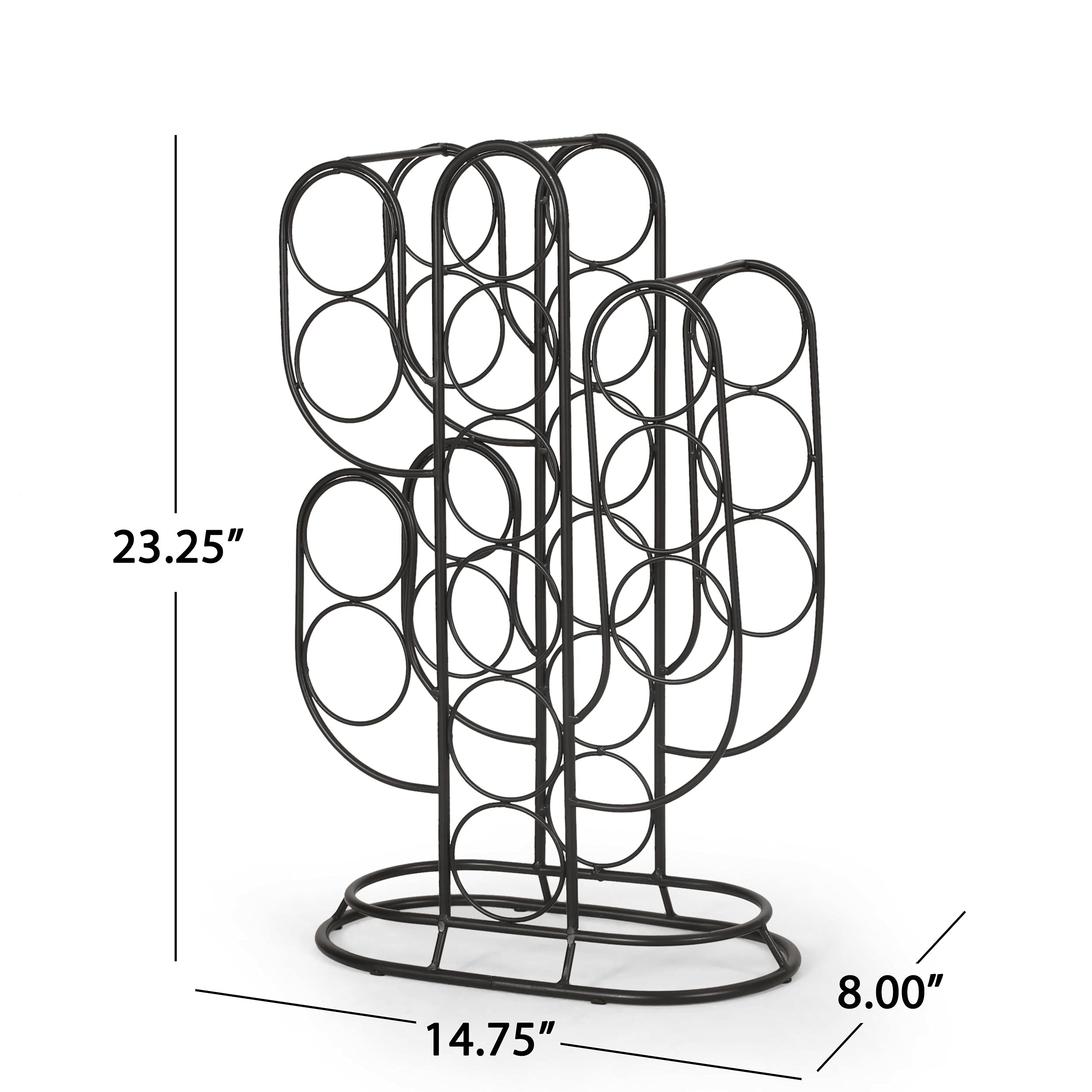 Christopher Knight Home Ferrat Wine Rack - Black Metal Wine Bottle Holder for Kitchen, Bar, Dining Room & Home Decor Storage Solution