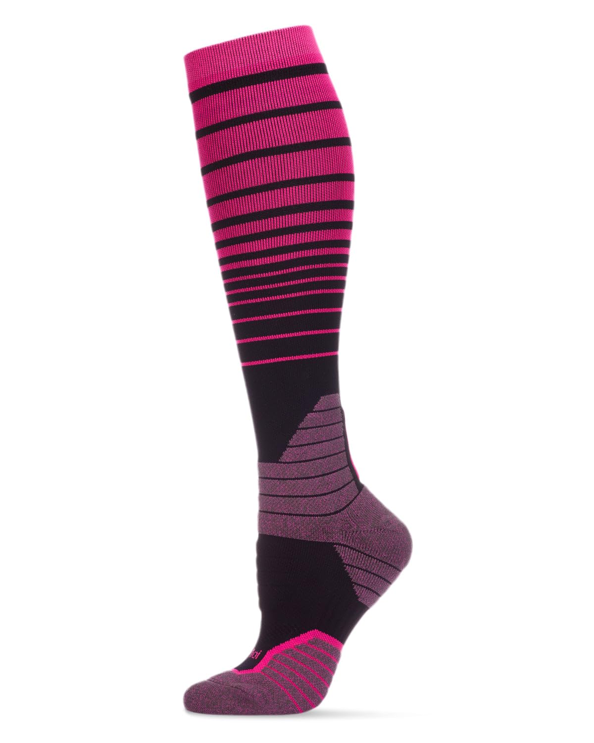 MeMoi Women's Gradient Striped Knee High Compression Socks - Moderate Support for Running, Hiking & Travel - Moisture-Wicking Nylon Performance Socks for Athletes & Nurses