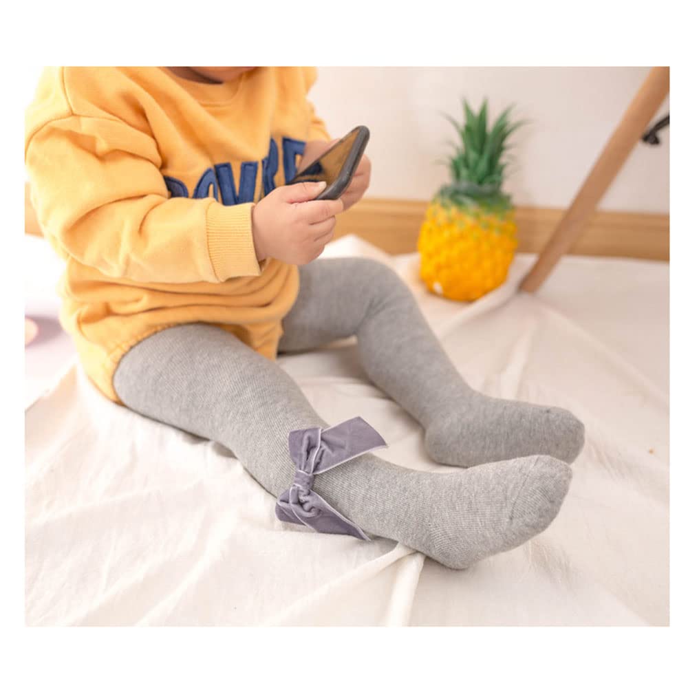 Soft Velvet Baby Girl Leggings with Bowknot - Warm Cotton Tights for Newborn & Toddler (0-24 Months) - Perfect for Winter Outfits, Playdates & Photo Shoots
