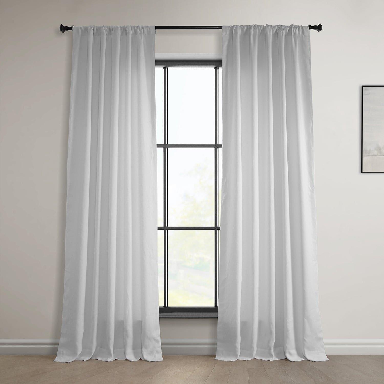 Bright White Euro Linen Blackout Curtains for Bedroom & Living Room - Thermal Insulated Window Drapes for Light Blocking & Privacy