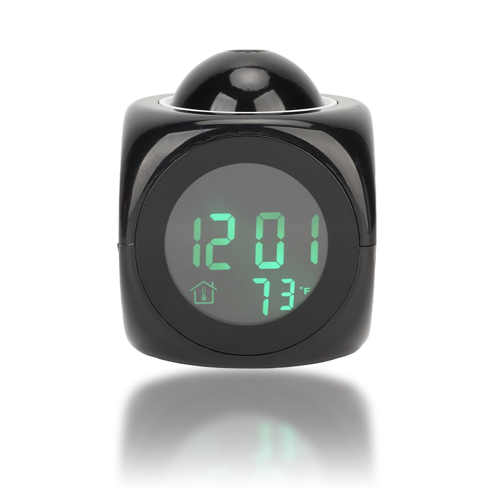 Wireless Projection Alarm Clock with LED Display, Digital Time & Temperature Projector for Bedroom Ceiling - Perfect for Nightstand, Kids Room, Home Office & Sleep Timer Use