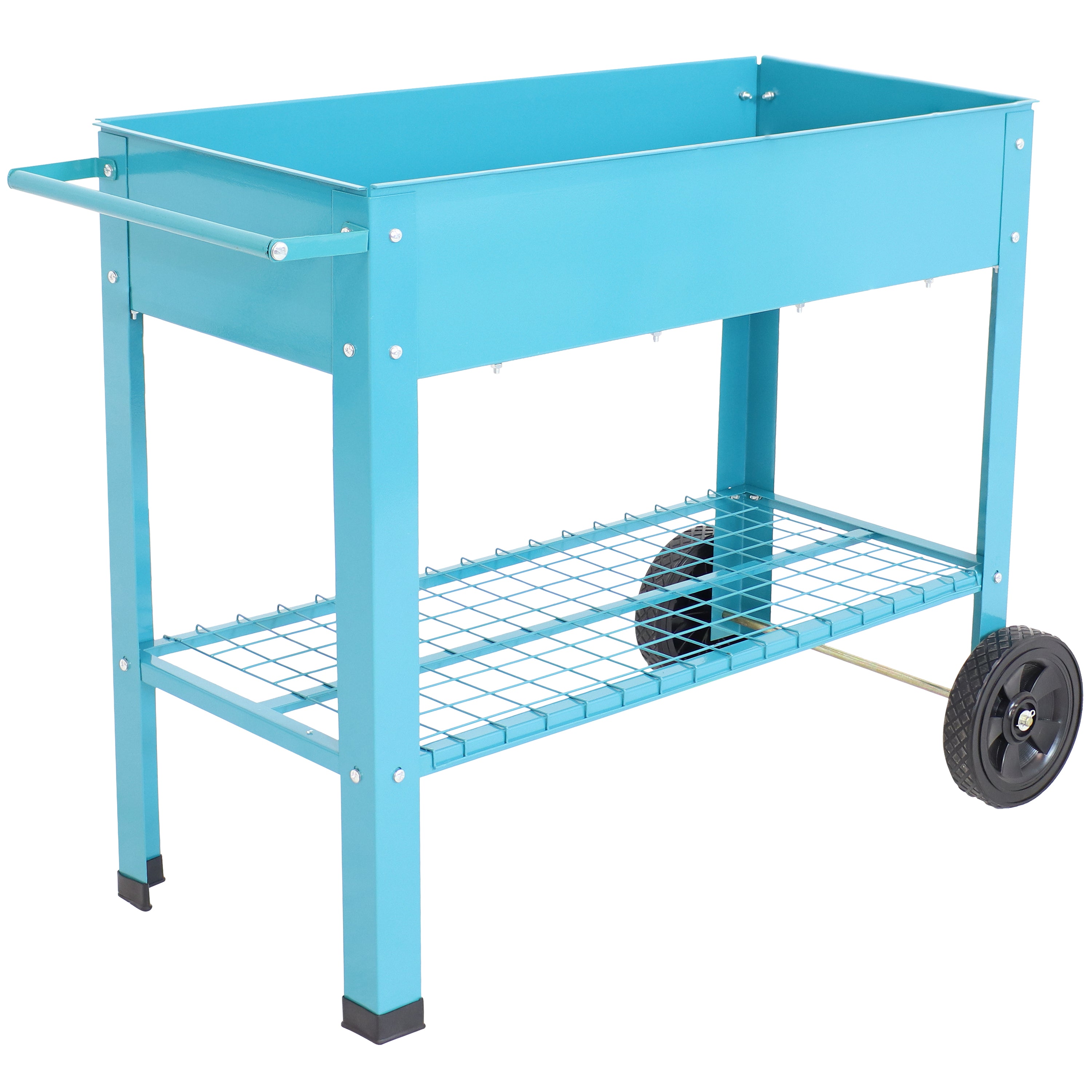 Galvanized Steel Mobile Raised Garden Bed Cart - Portable Planter Box with Wheels for Vegetables, Herbs & Flowers - Perfect for Patio, Deck & Backyard Gardening