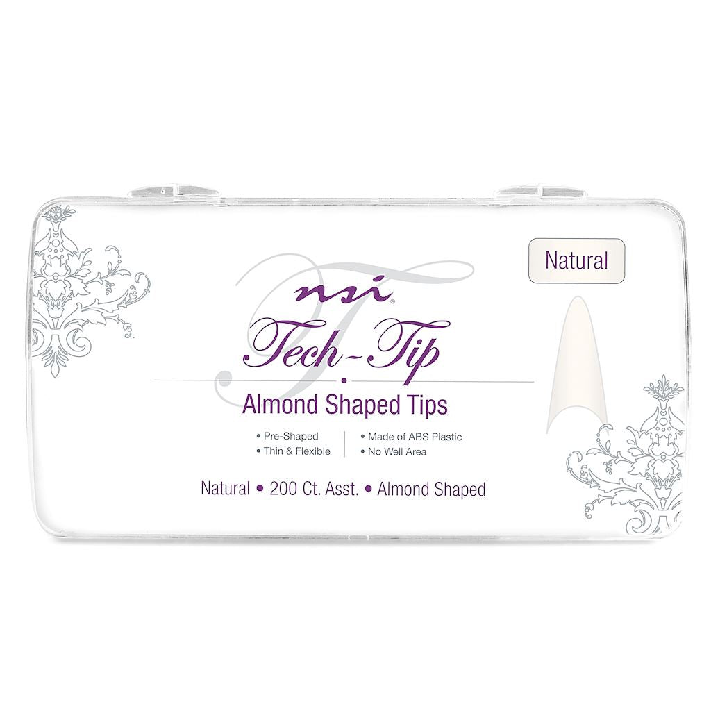 Almond Natural Nail Tips Tray - 200 Count Professional Acrylic Nail Extensions for Salon & Home Manicure - Perfect for DIY Nail Art, French Tips, and Gel Extensions