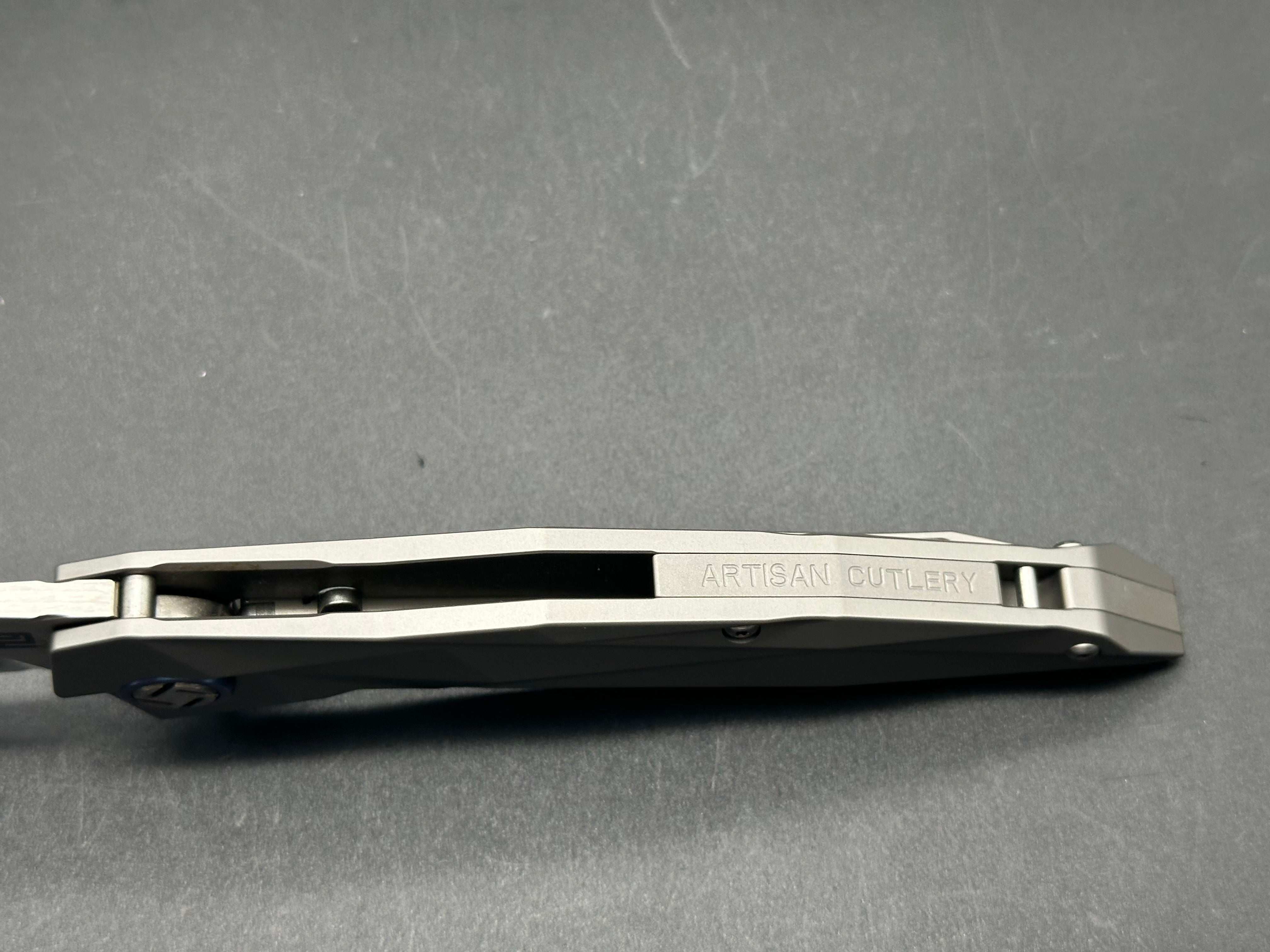 Artisan Cutlery Cygnus S35VN Reverse Tanto Folding Knife with Milled Titanium Handle - EDC, Camping, Survival & Outdoor Activities