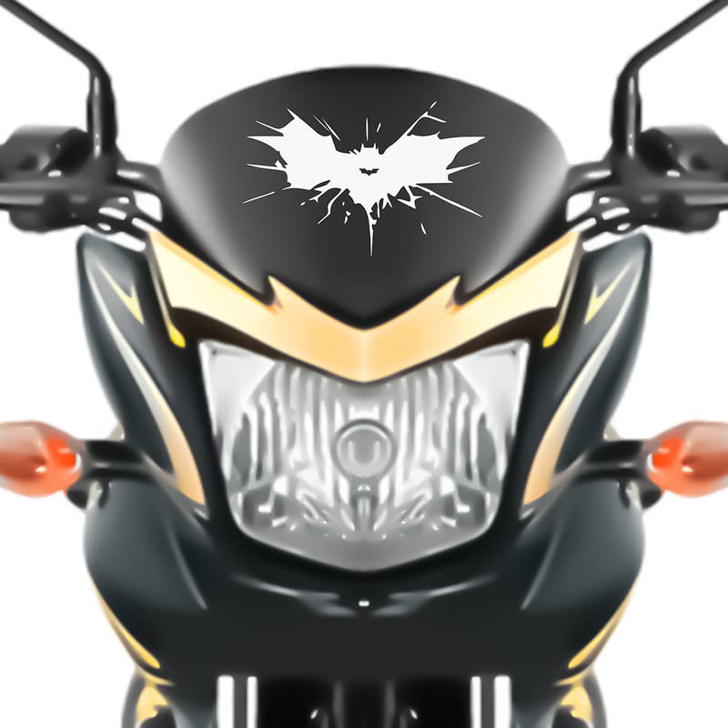 Batman Bike Sticker for Racing Bikes, Sports Bikes, Scooters & Motorcycles - White Vinyl Decal (6x6 Inch) - Waterproof & Durable - Perfect for Helmets, Laptops & Motorcycle Accessories