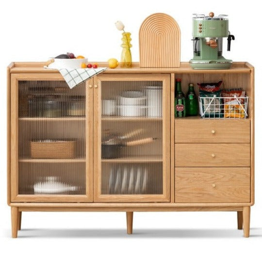 Premium Solid Wood Sideboard with Sliding Doors - Oak, Ash, Black Walnut & Cherry Options - Perfect for Dining Room Storage & Living Room Organization
