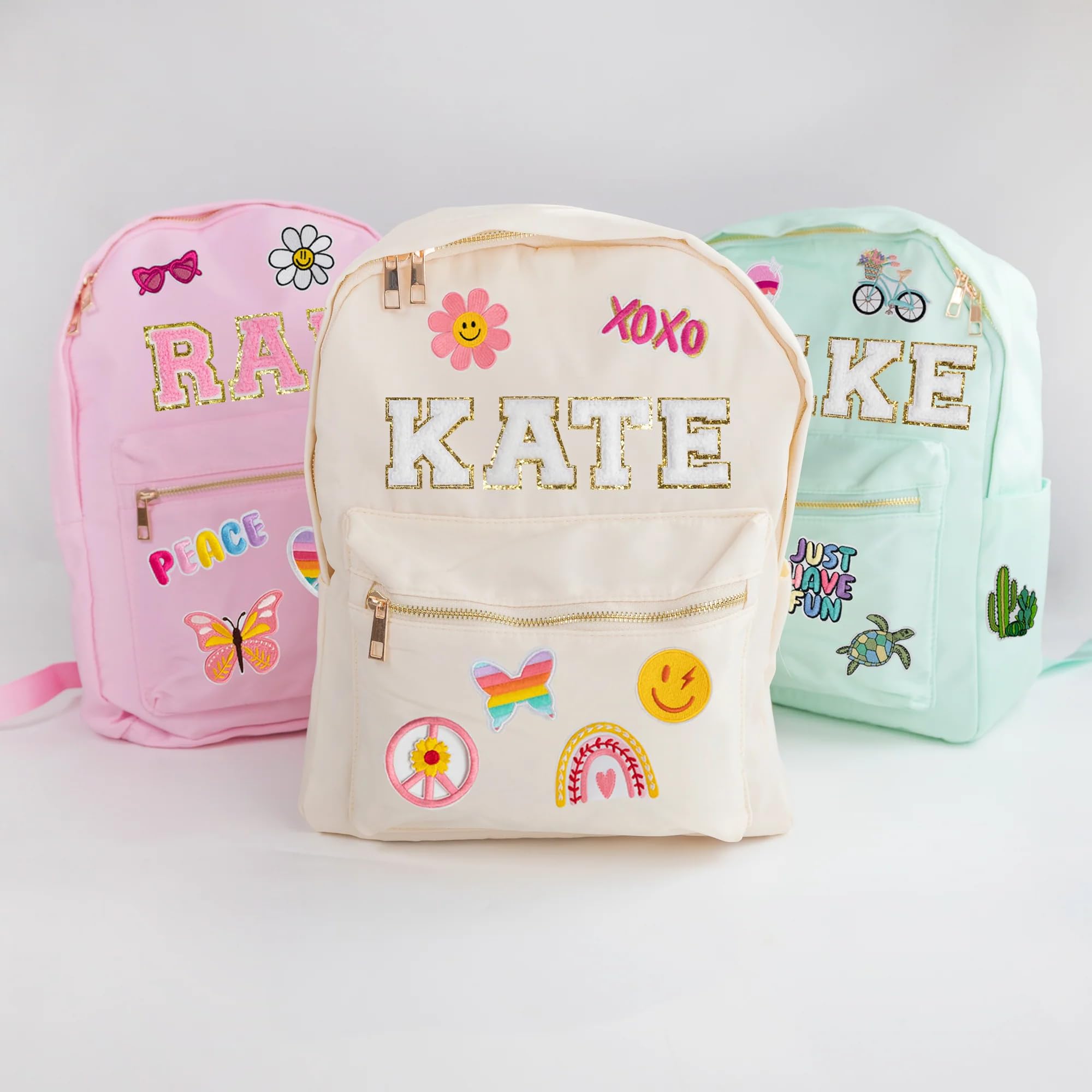 **Personalized Kids Backpack for School - Custom Name Patch Nylon Bookbag for Boys & Girls - Durable Preppy Backpack for Birthday, Christmas Gifts - Perfect for Daily Use, Travel & Outdoor Adventures**