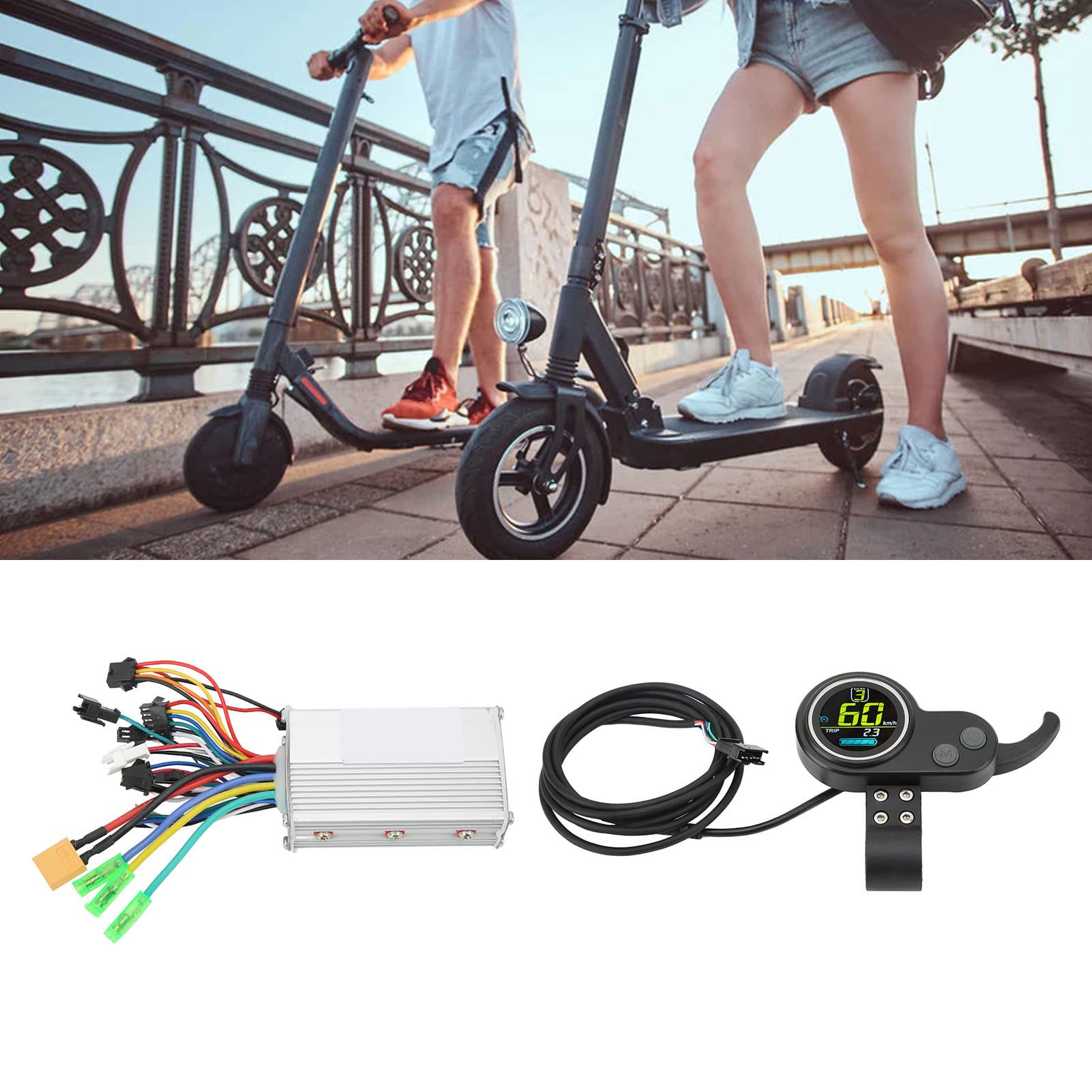 Raguso 350W Electric Scooter Controller Kit with LCD Display & Heat Dissipation - Multi Data Monitor for 22.5mm Handle Refitting - Perfect for Commuting, Urban Travel & E-Scooter Upgrades
