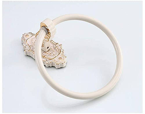 DLPPPA Wall Mounted Towel Ring - No Drill Bathroom Towel Holder, Ivory White Hanging Ring for Towels & Robes - Perfect for Bathroom, Kitchen & Laundry Room Organization