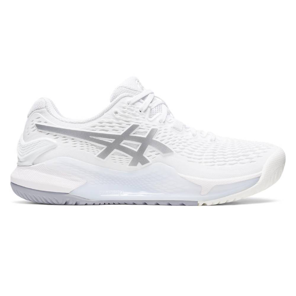 ASICS Gel Resolution 9 Women's Tennis Shoes - White/Silver - High-Performance Court Shoes for Women - Perfect for Tennis, Pickleball & Indoor Court Sports