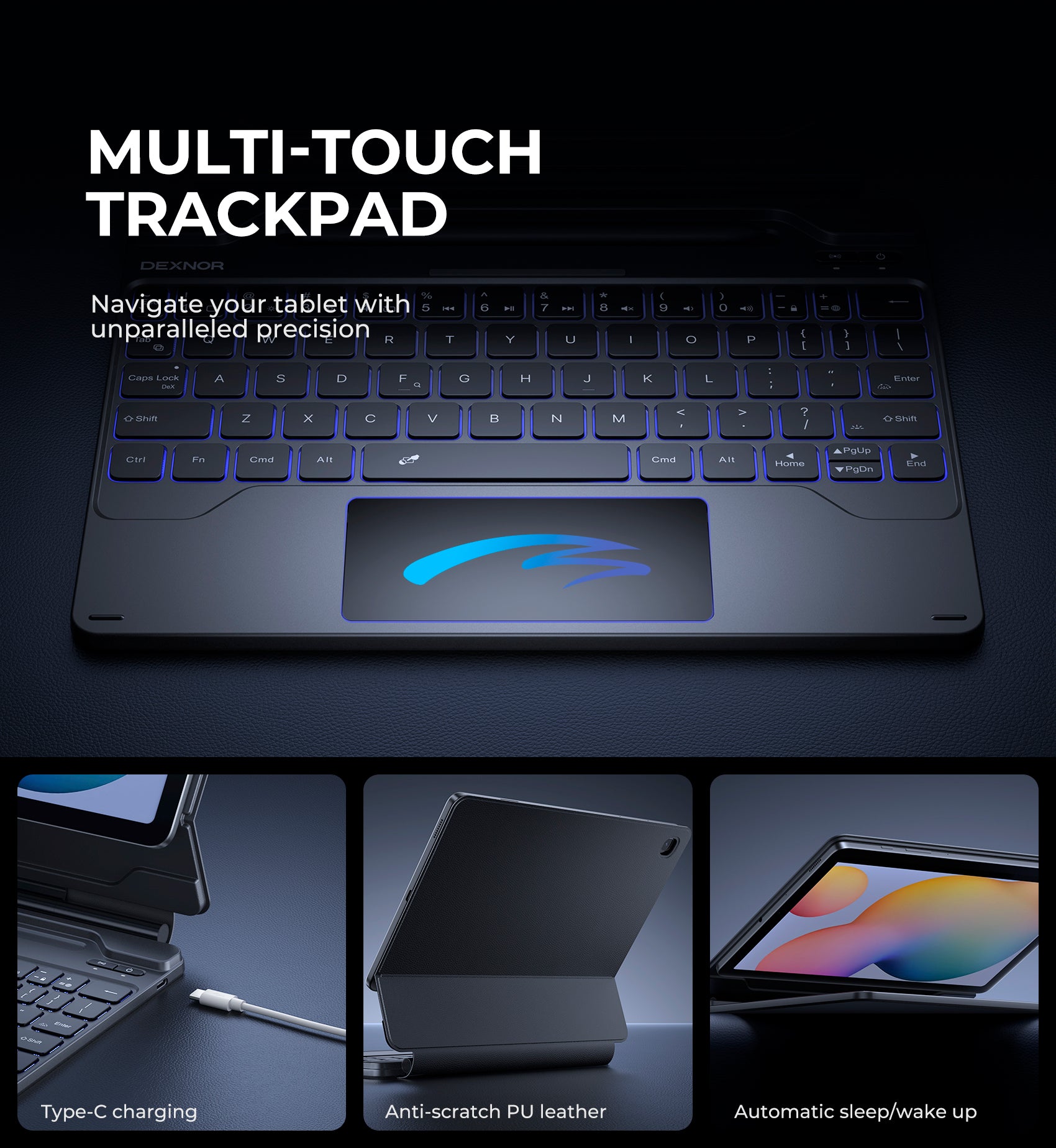 Dexnor Bluetooth Keyboard Case for Samsung Galaxy Tab S6 Lite 10.4 Inch (2022 Model) - Slim Book Style Cover with Trackpad & S Pen Holder - Perfect for Work, Study, and Travel