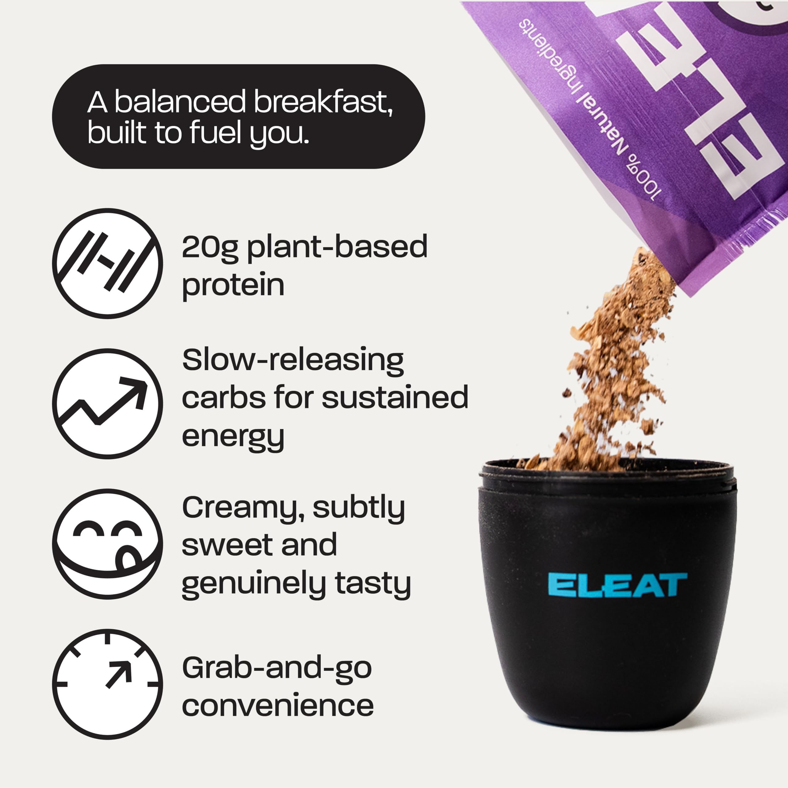 Eleat High Protein Overnight Oats 400g - Healthy Breakfast Meal Prep for Weight Loss & Muscle Gain - Perfect for Busy Mornings, Gym Nutrition & On-the-Go Snacks