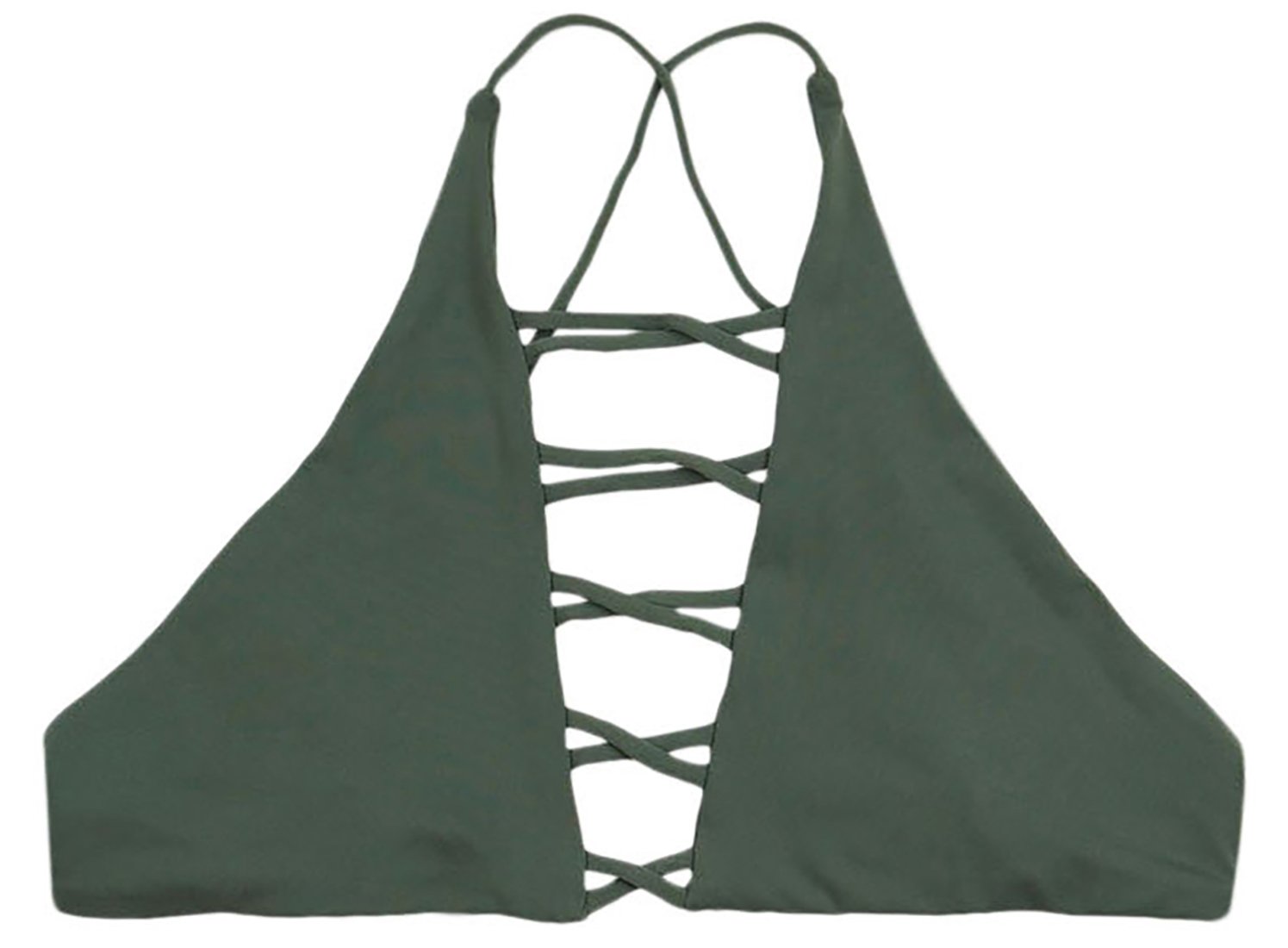 ToBeInStyle Women's Seamless Halter Cross Bikini Top - Sexy Push Up Swimwear for Beach, Pool & Summer Vacation