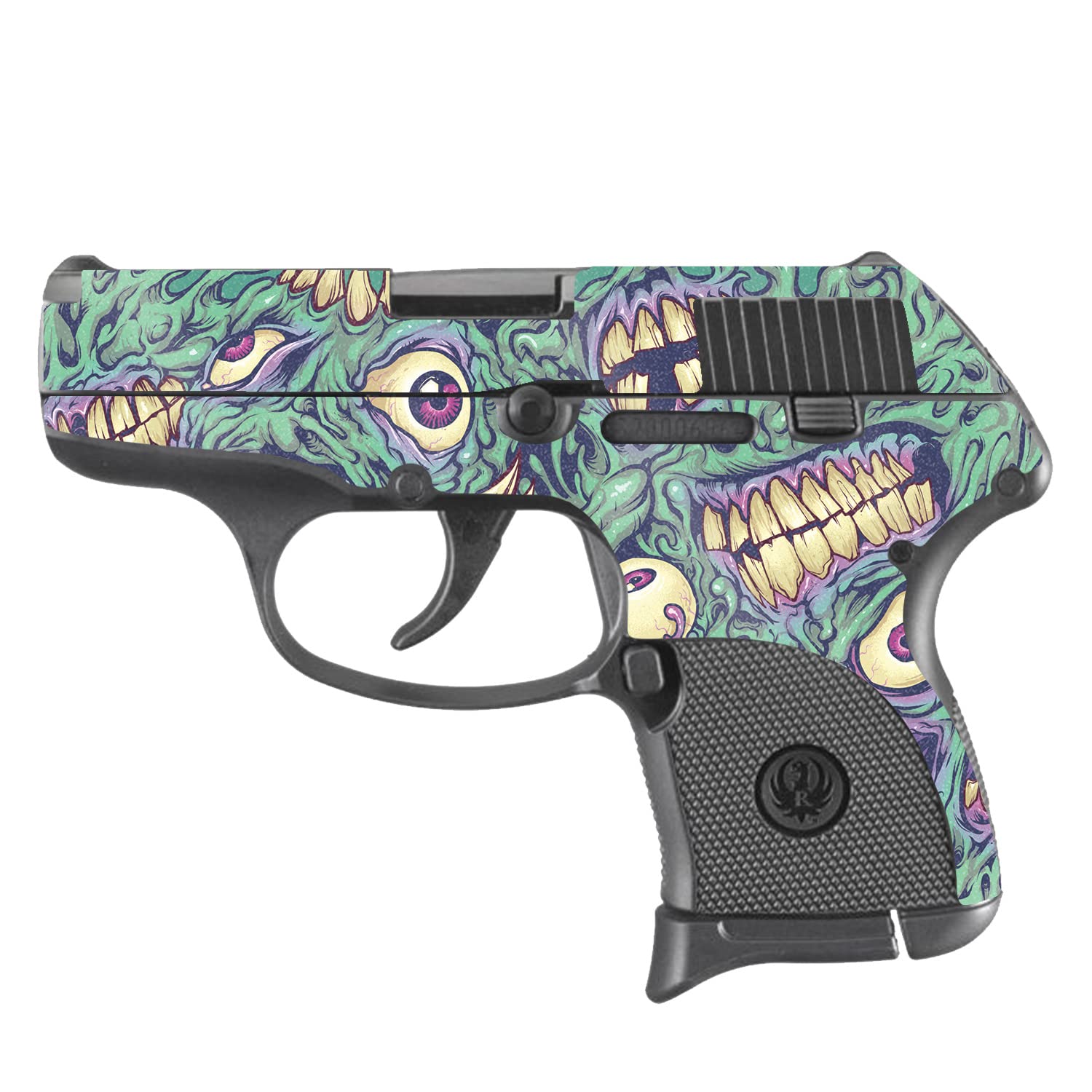 MightySkins Glossy Glitter Skin for Ruger LCP 380 - Eyes & Teeth Design | Protective Durable High-Gloss Finish | Easy to Apply & Remove | Made in USA | Perfect for Gun Enthusiasts & Concealed Carry Protection