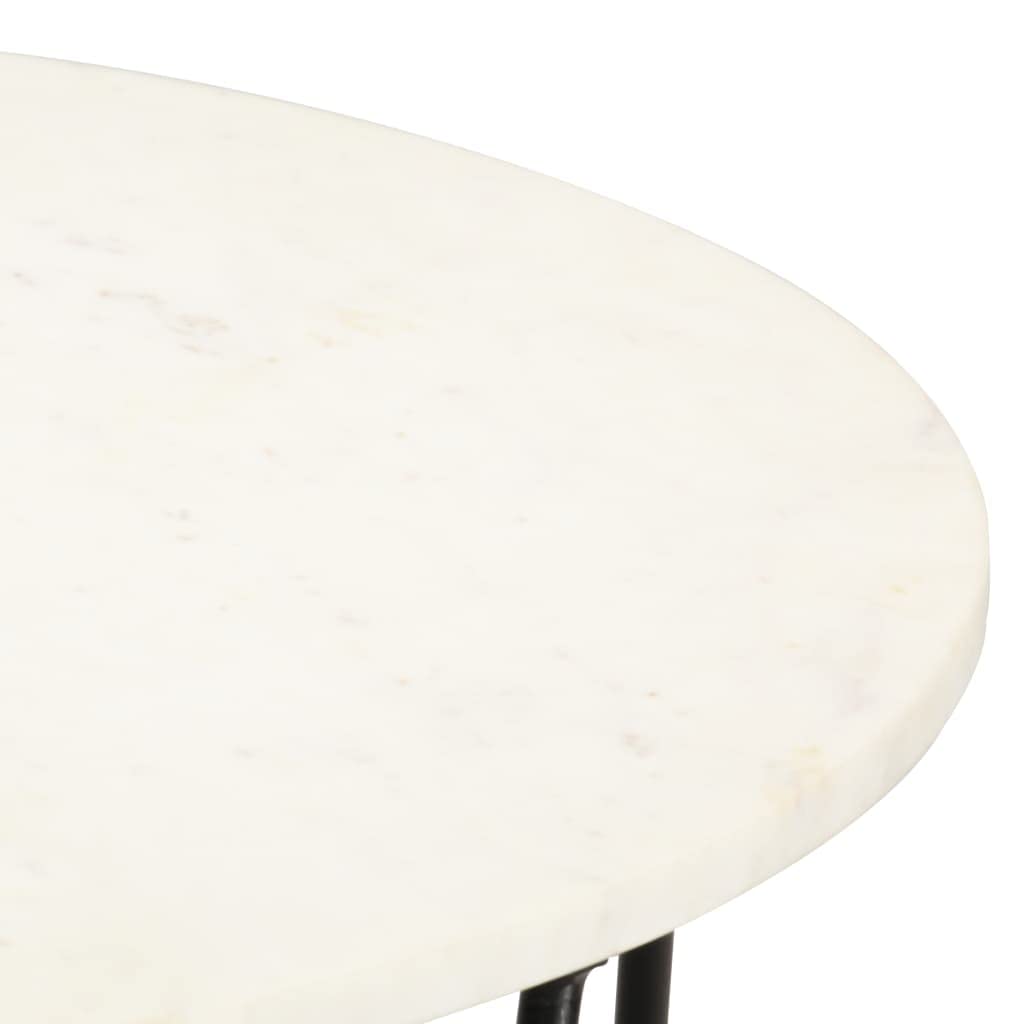 FAMIROSA White Coffee Table 25.6x25.6x16.5 Inches - Real Stone Top with Elegant Marble Texture - Perfect for Living Room, Lounge & Modern Home Decor