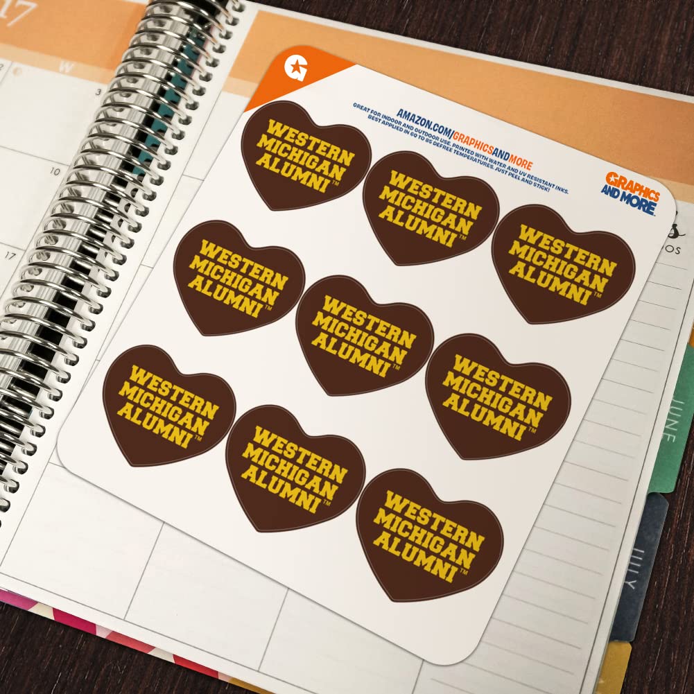 Western Michigan University Alumni Heart Shaped Planner Stickers - Decorative Scrapbook Supplies for Bullet Journals, DIY Crafts & Memory Keeping - Perfect for Graduation Gifts, College Mementos & Scrapbooking Projects
