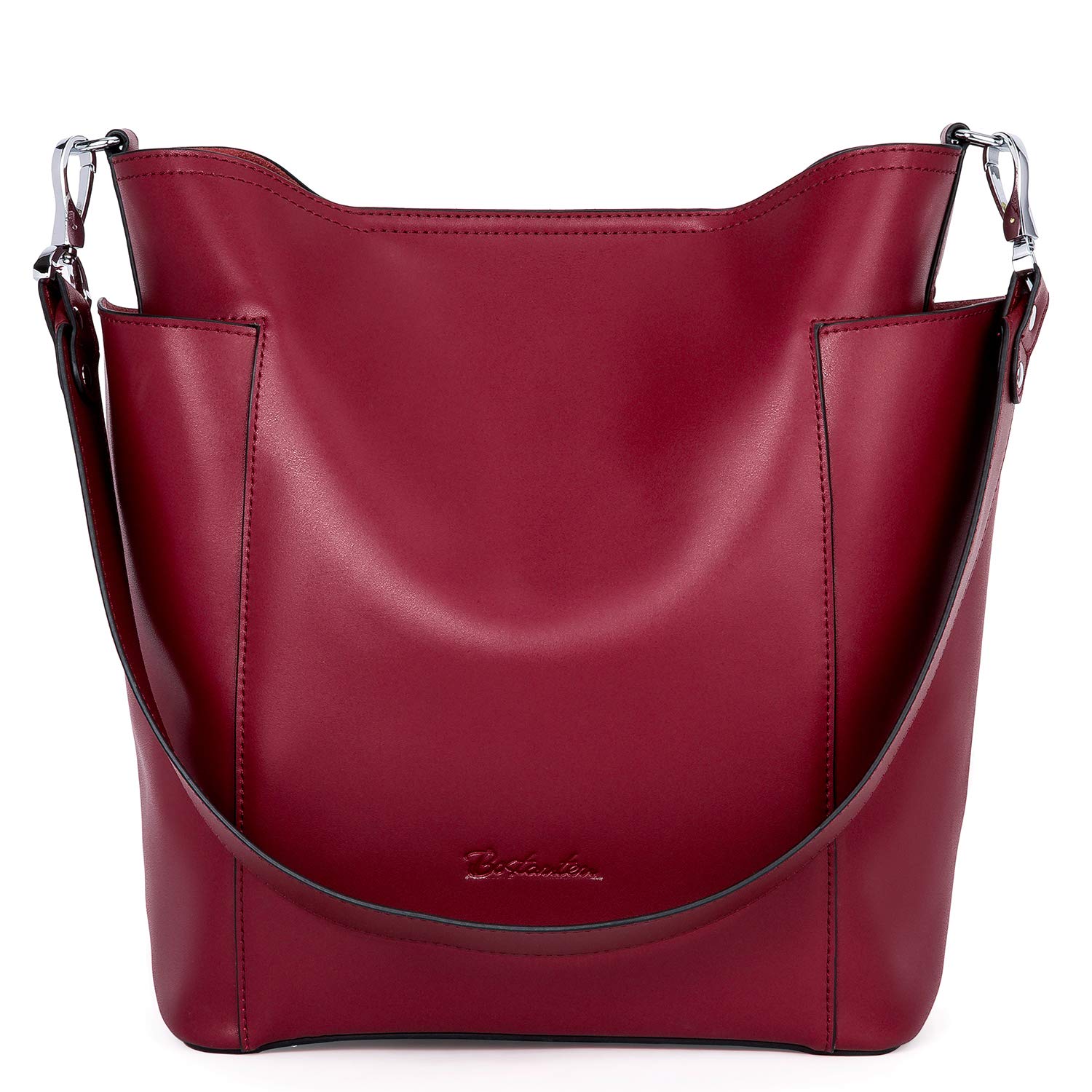 BOSTANTEN Women's Genuine Leather Bucket Handbag - Large Hobo Purse for Everyday Use, Work & Travel | Stylish Shoulder Bag for Women