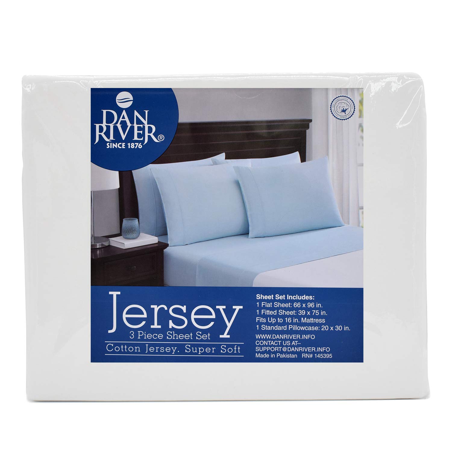 Luxury 100% Cotton Twin Jersey Sheet Set - Ultra Soft T-Shirt Material All Season Bedding - Deep Pocket Fitted Sheet for Comfortable Sleep (3Pc, Twin, White) - Perfect for Guest Rooms, Dorms & Cozy Bedrooms