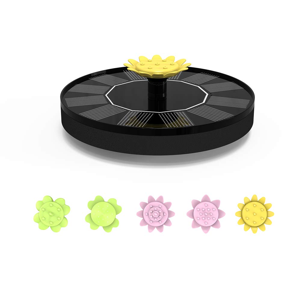 1W Solar Bird Bath Fountain with 5 Petal Nozzles - Solar Powered Outdoor Water Pump for Ponds, Pools, Gardens & Fish Tanks | Eco-Friendly Submersible Fountain Pump for Bird Baths & Water Features | Perfect for Backyard Decor & Wildlife Attraction