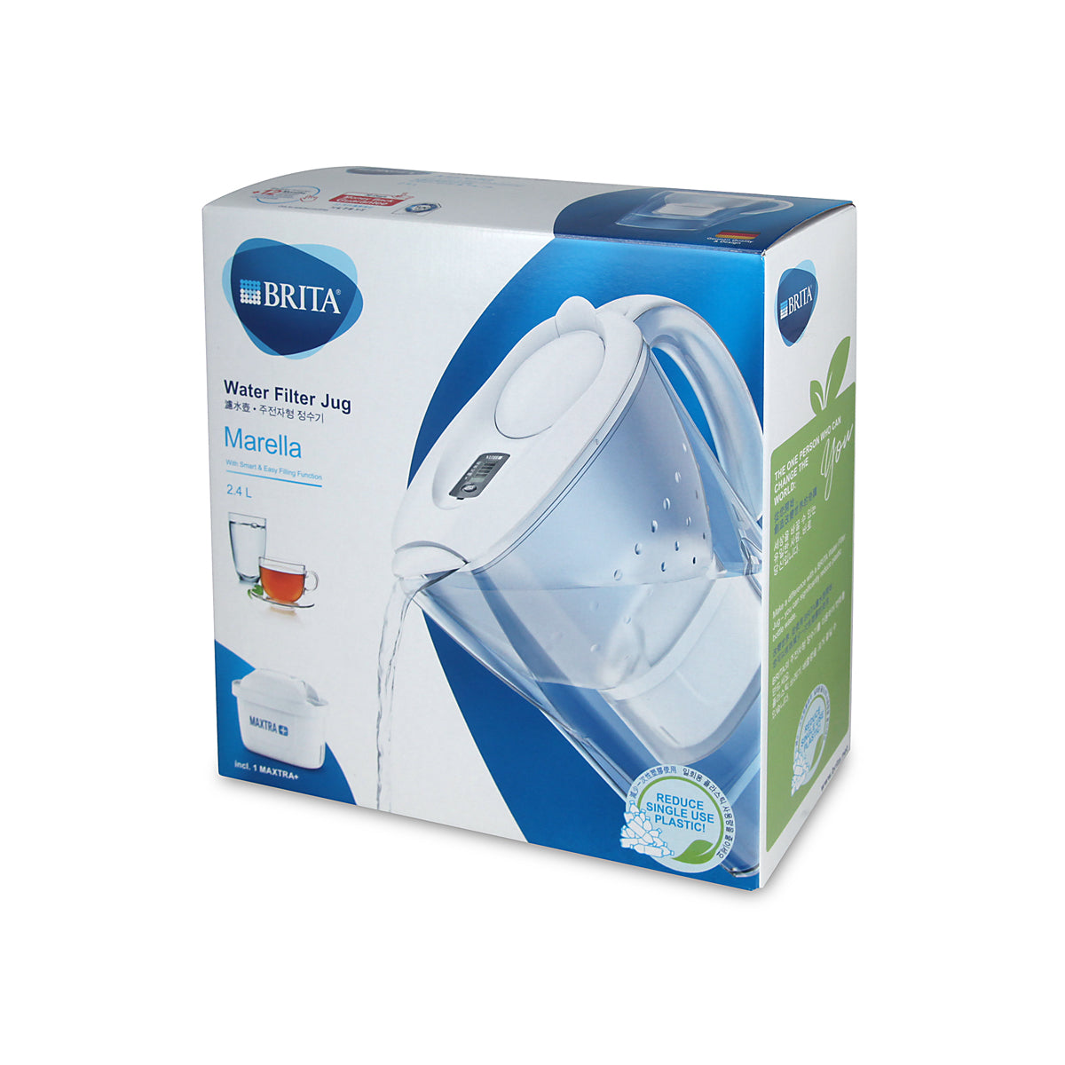 Brita PGB 6443 Marella 2.4L Water Filter Pitcher - BPA Free, Reduces Chlorine & Impurities - Perfect for Home, Office & Travel Use