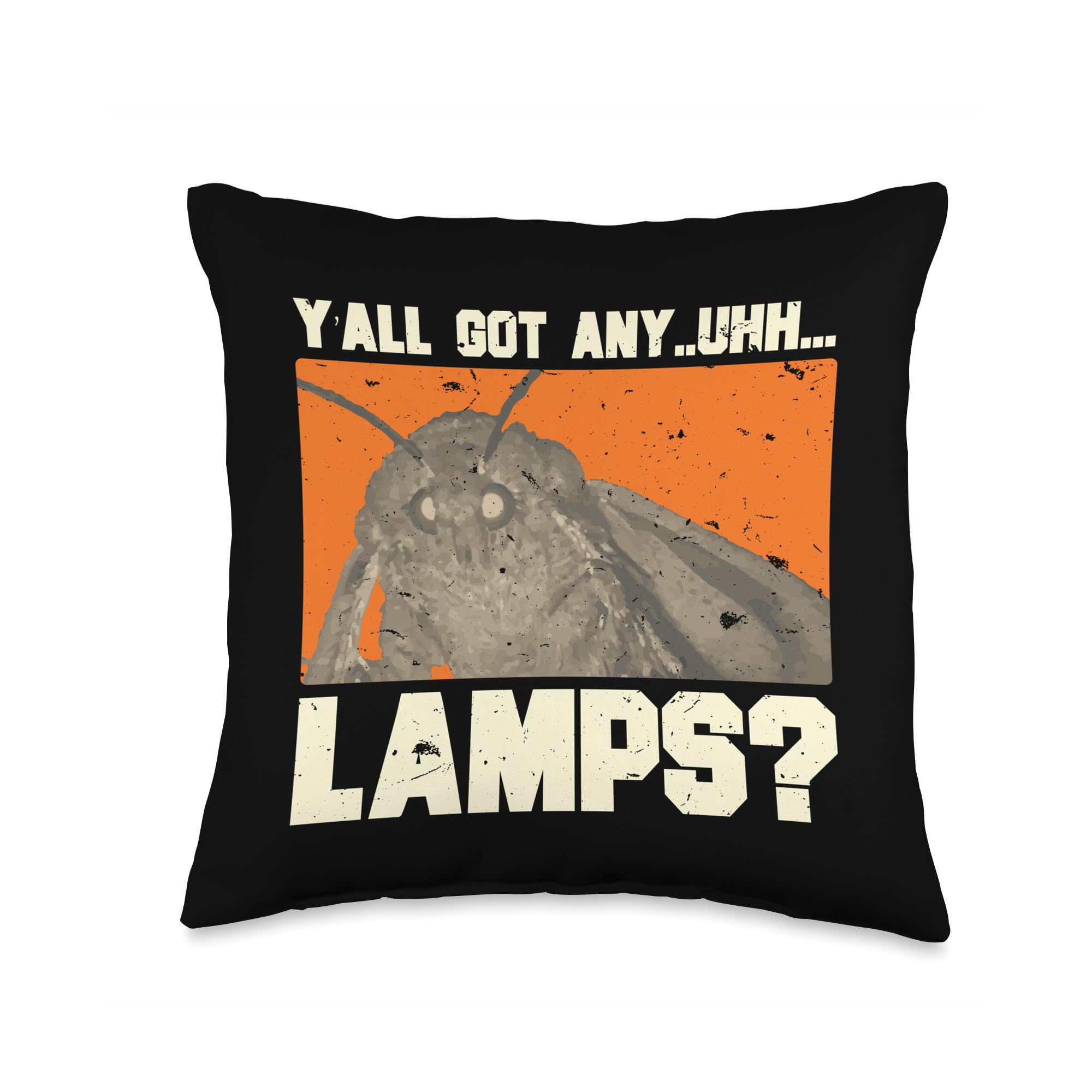 Funny Moths Meme Throw Pillow - 'Y'all Got Any Lamps?' Humorous Home Decor for Living Room, Bedroom & Office