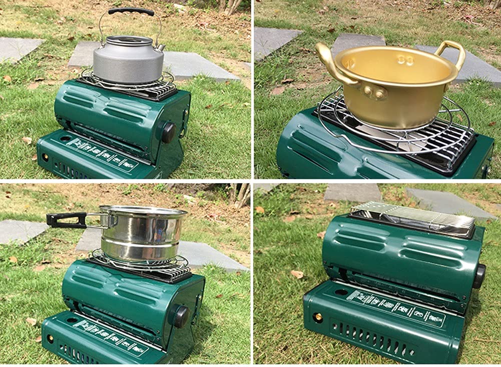 Portable 2-in-1 Butane Gas Heater & Stove - 1.3kW Compact Outdoor Heater for Camping, Tents, Caravans, Fishing - Stainless Steel Space Heater with Water Boiling Function | Perfect for Winter Adventures, Emergency Heating & Outdoor Cooking
