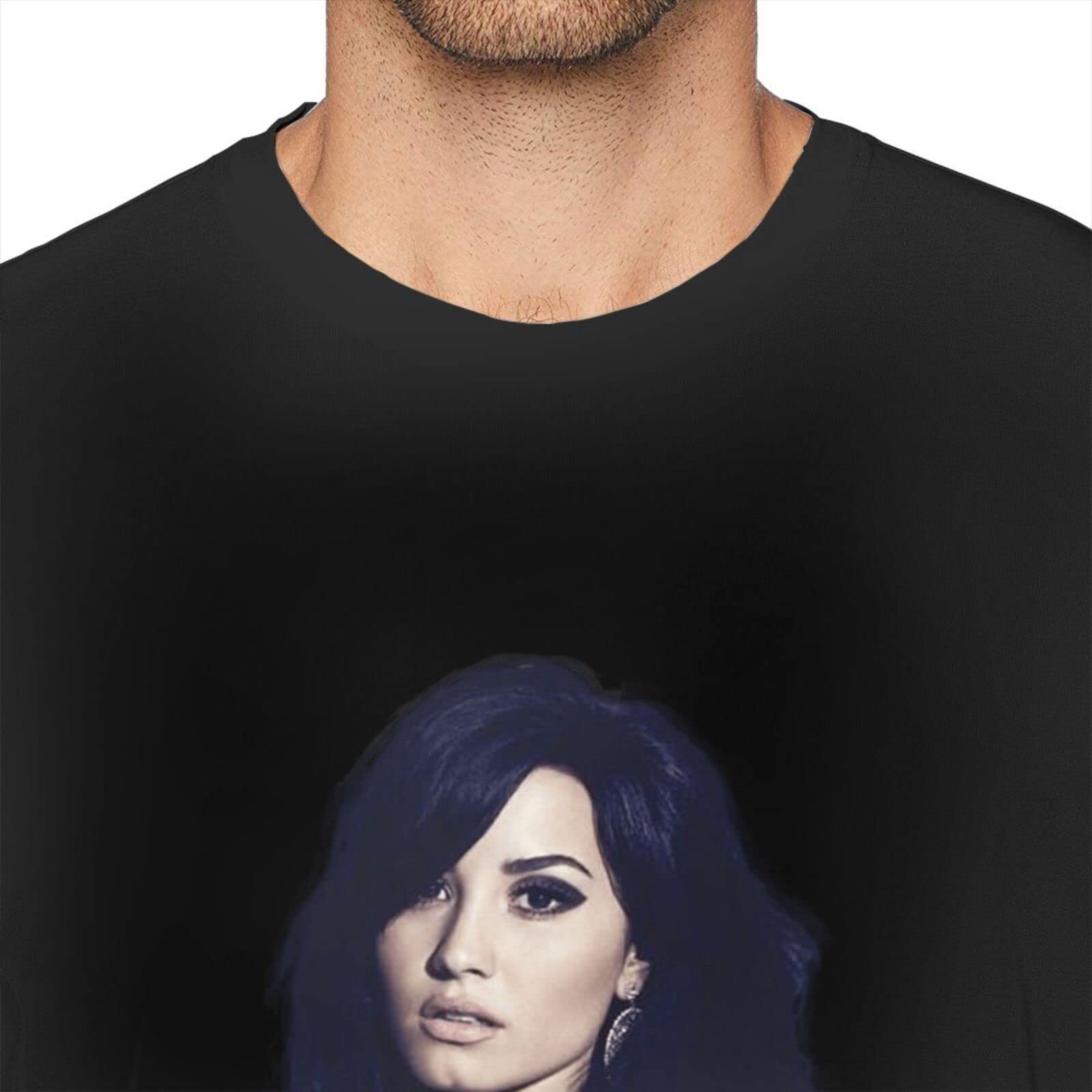 Custom 3D Printed Men's T-Shirt - Lightweight Round Neck Short Sleeve Tee with Demi Lovato Logo - Black Graphic Tops for Casual Wear & Fan Merchandise