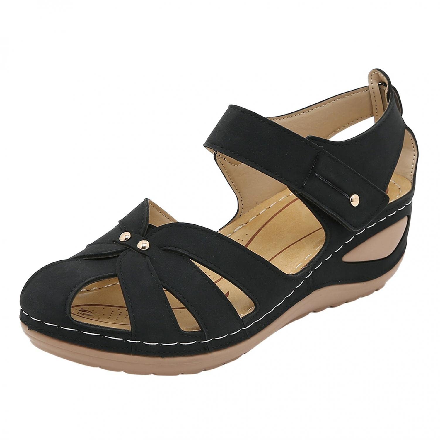 Elegant Women's Closed Toe Vintage Sandals - Non-Slip Platform Beach Shoes for Summer Casual Wear | Perfect for Weddings, Vacations & Outdoor Events