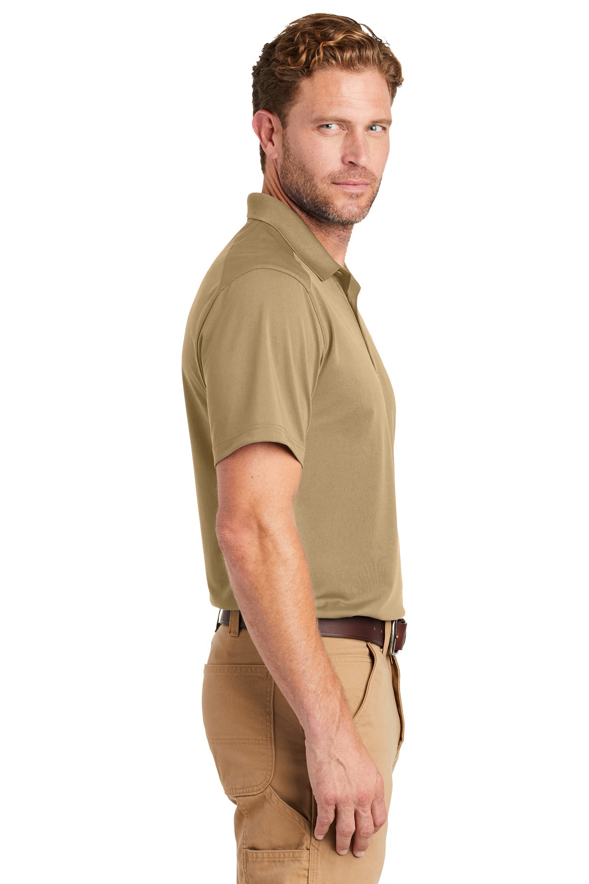 CornerStone Lightweight Men's Polo Shirt in Tan - Breathable & Comfortable Casual Wear for Golf, Office & Outdoor Activities