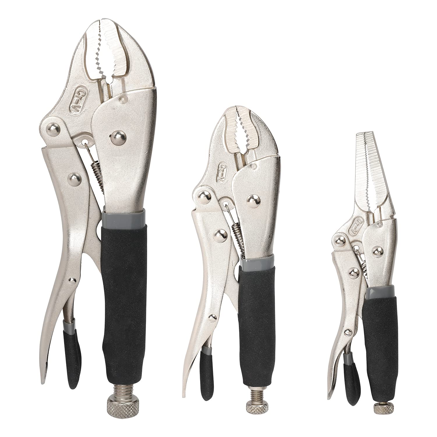 Amazon Basics 3-Piece Locking Pliers Set - Heavy Duty Clamp Tools for Welding, Plumbing & DIY Projects - Secure Grip for Home Repair, Automotive & Workshop Use