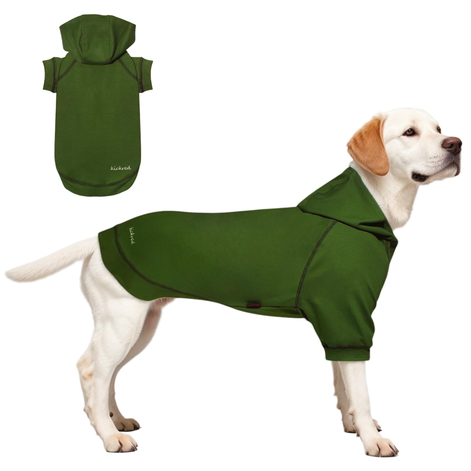 Premium Soft Cotton Dog Hoodie Sweater - Comfy Pullover with Hat & Leash Hole for Small Medium Large Dogs | Cozy Winter Wear & Outdoor Adventures (Army Green, Large)