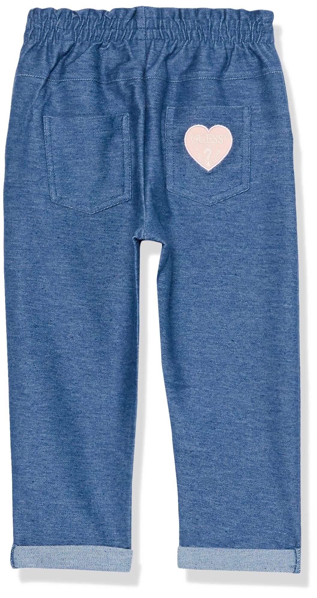 GUESS Baby Girls' Short Sleeve Graphic Tee & Denim Pants 2-Piece Set | Soft Jersey Knit & Pull-On Style | Cute Outfit for Playdates, Parties & Everyday Wear