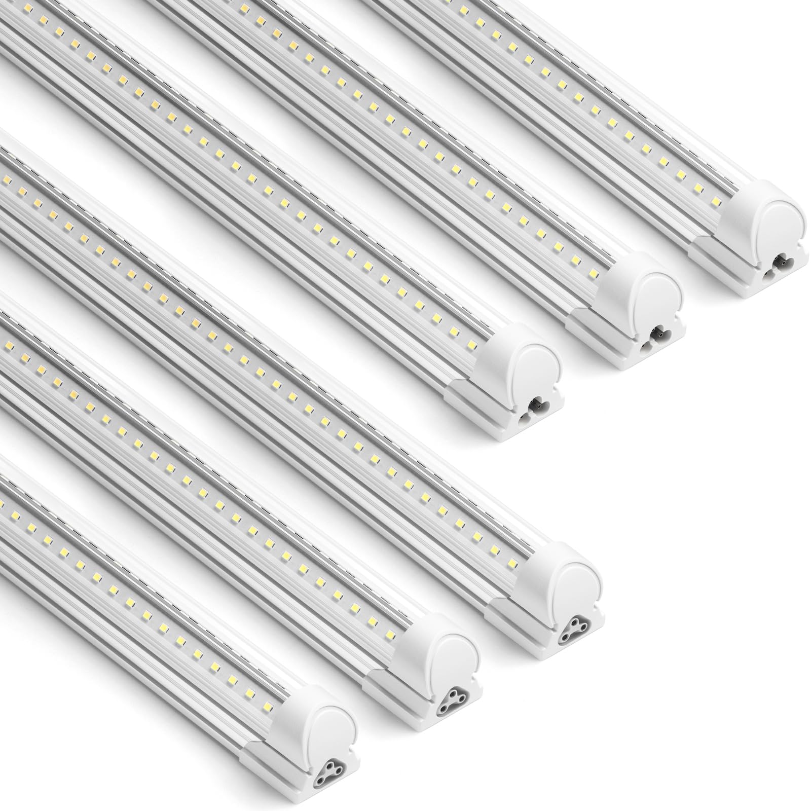 Barrina 8FT LED Shop Light - 72W 10000LM 6500K Super Bright Linkable LED Tube Lights with Clear Cover, V-Shape T8 Integrated Fixture for Garage, Warehouse, Workshop (6 Pack) - Perfect for Industrial Lighting, Home Improvement & Commercial Spaces