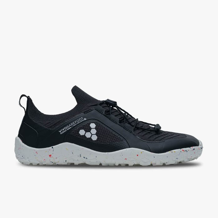 Vivobarefoot Men's Primus Trail Knit FG Barefoot Shoes - Obsidian White | Lightweight & Flexible Trail Running Shoes for Men | Perfect for Hiking, Trail Running & Outdoor Adventures