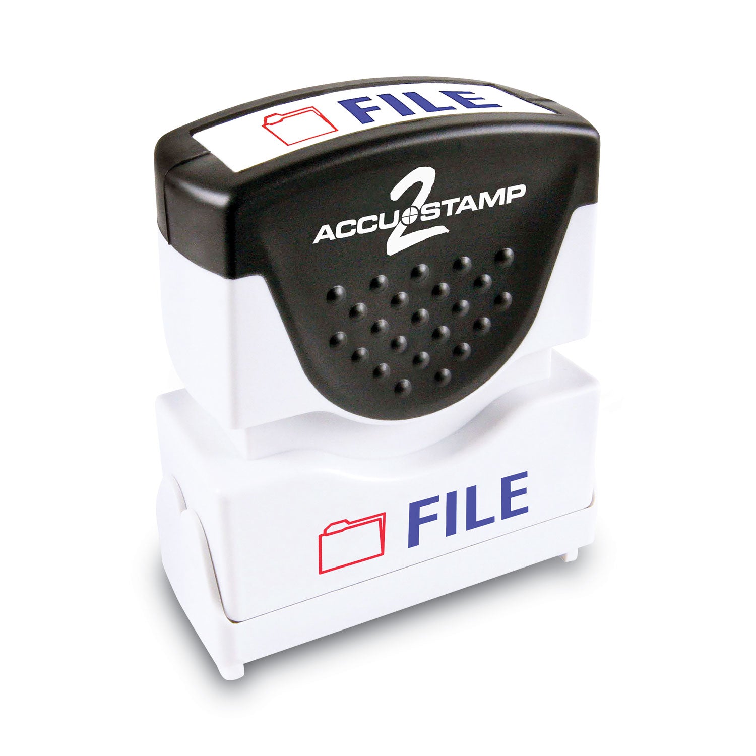 ACCUSTAMP2® Pre-Inked Shutter Stamp - Red & Blue Ink, Self-Inking File Stamp (1.63