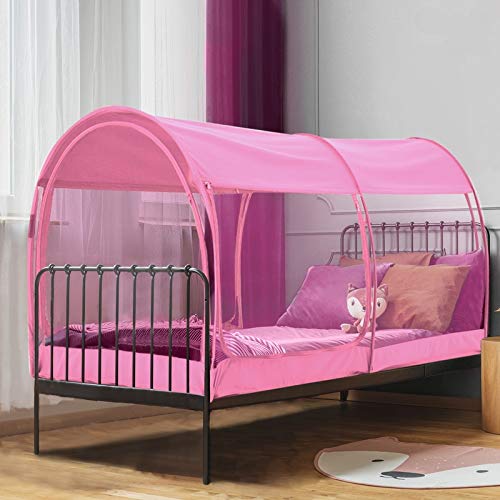 Dream Tents Bed Canopy - Pop Up Twin Size Cabin Shelter for Kids & Adults | Indoor Privacy Tent with Warm Breathable Fabric | Perfect for Camping, Sleepovers & Room Decor (Mattress Not Included) - Patent Pending