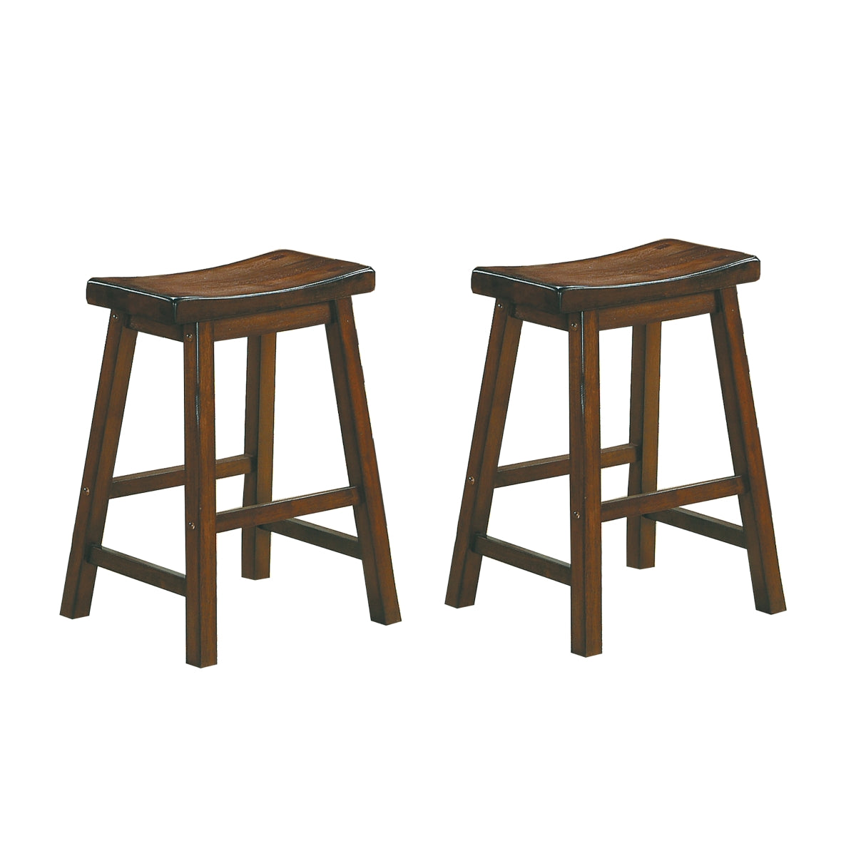 Solid Wood Cherry Finish Counter Height Stool Set of 2 - Perfect for Kitchen Island, Breakfast Bar & Home Dining