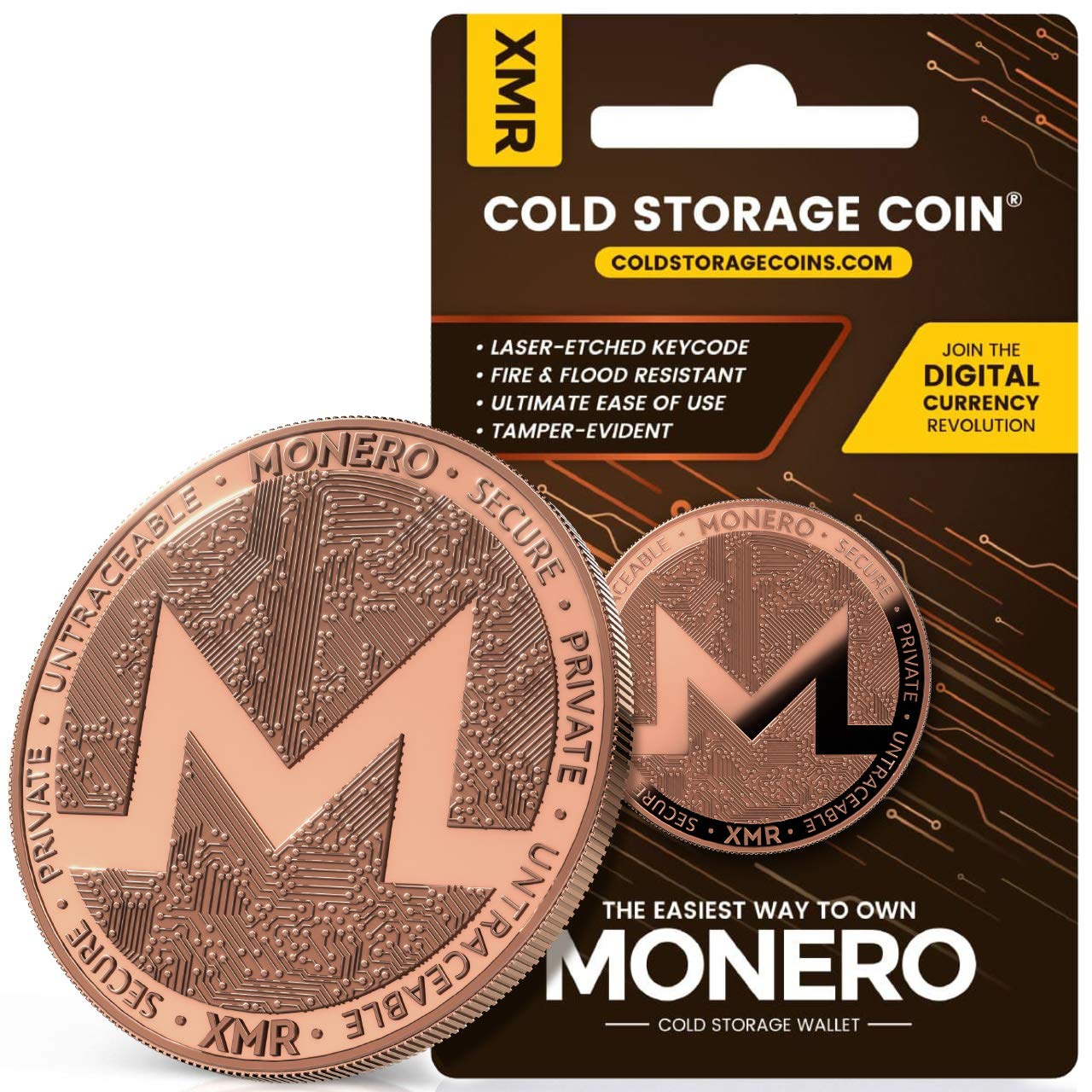 Secure Monero XMR Cold Storage Wallet - Offline Crypto Hardware Wallet for XMR, Unhackable & Fire-Resistant - Includes 1oz 999 Pure Copper Monero Coin - Ideal for Long-Term Crypto Storage & Secure Offline Transactions