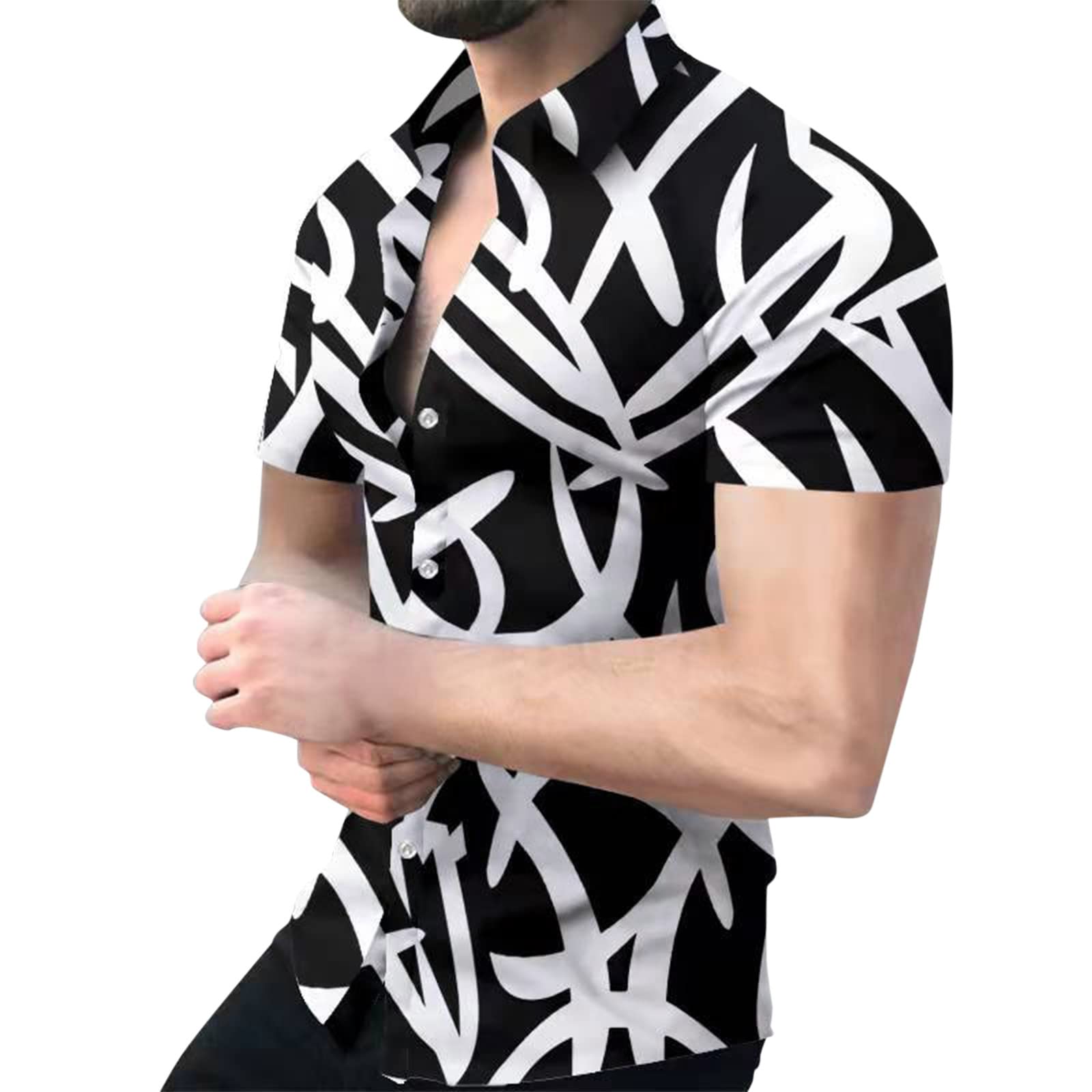 XXBR 2022 New Men's Dress Shirts - Slim Fit Short Sleeve Stretch Cotton Casual Button Down Shirts for Work, Office & Summer Outings