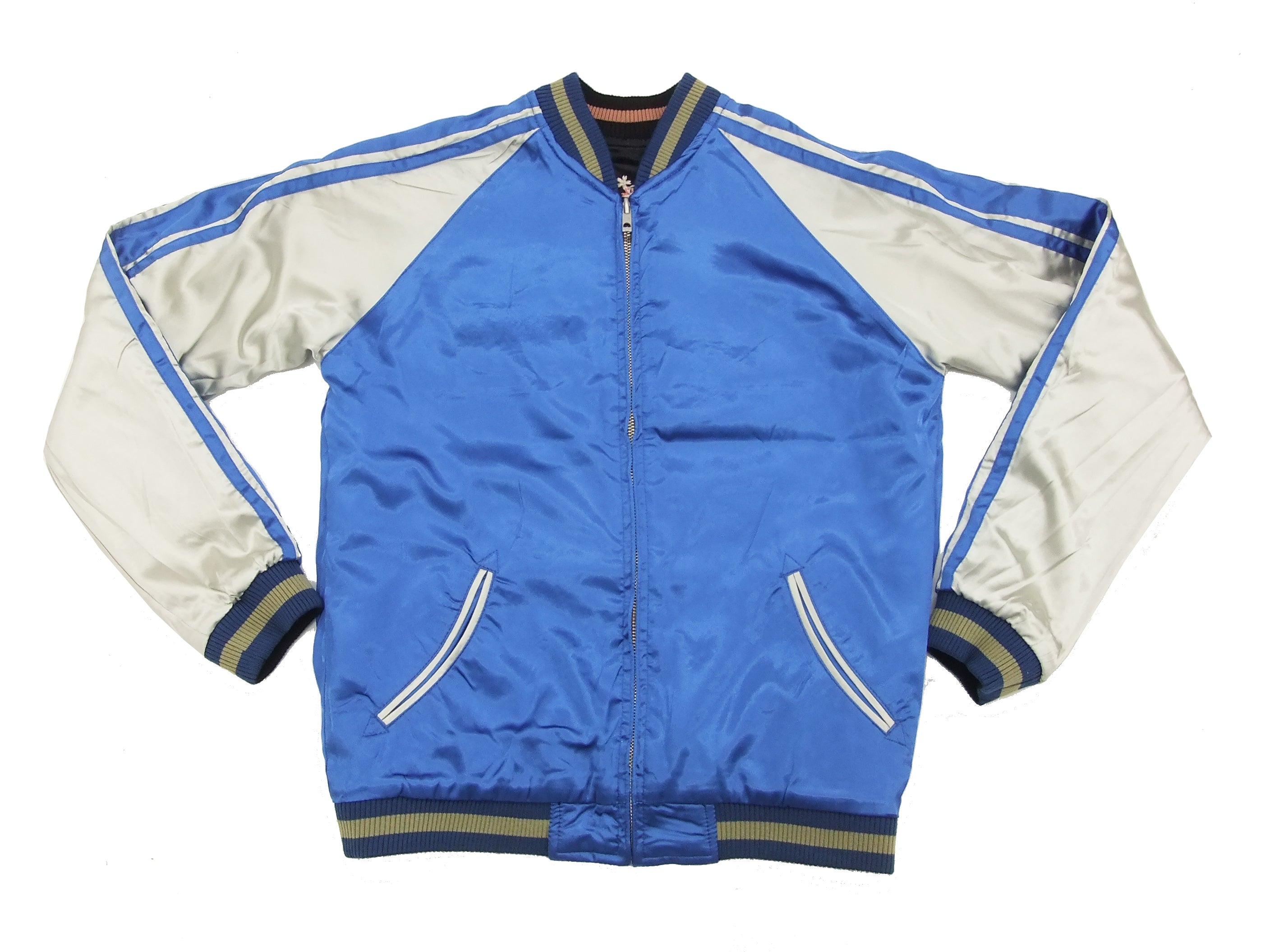 Hanatabi Gakudan Men's Japanese Souvenir Jacket - Vintage Goldfish Sukajan Bomber with Script Design SSJ 501 | Perfect for Streetwear, Cosplay & Japanese Fashion Enthusiasts