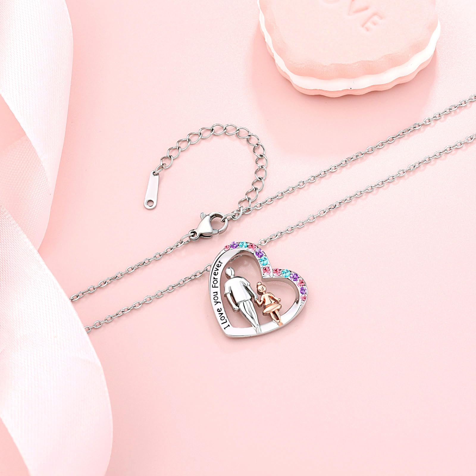 Forever Love Heart Pendant Necklace - Meaningful Gift from Dad to Daughter for Christmas, Valentine's Day & Birthday | Perfect Jewelry Present for Teen Girls & Women | Ideal for Special Occasions, Everyday Wear & Heartfelt Moments