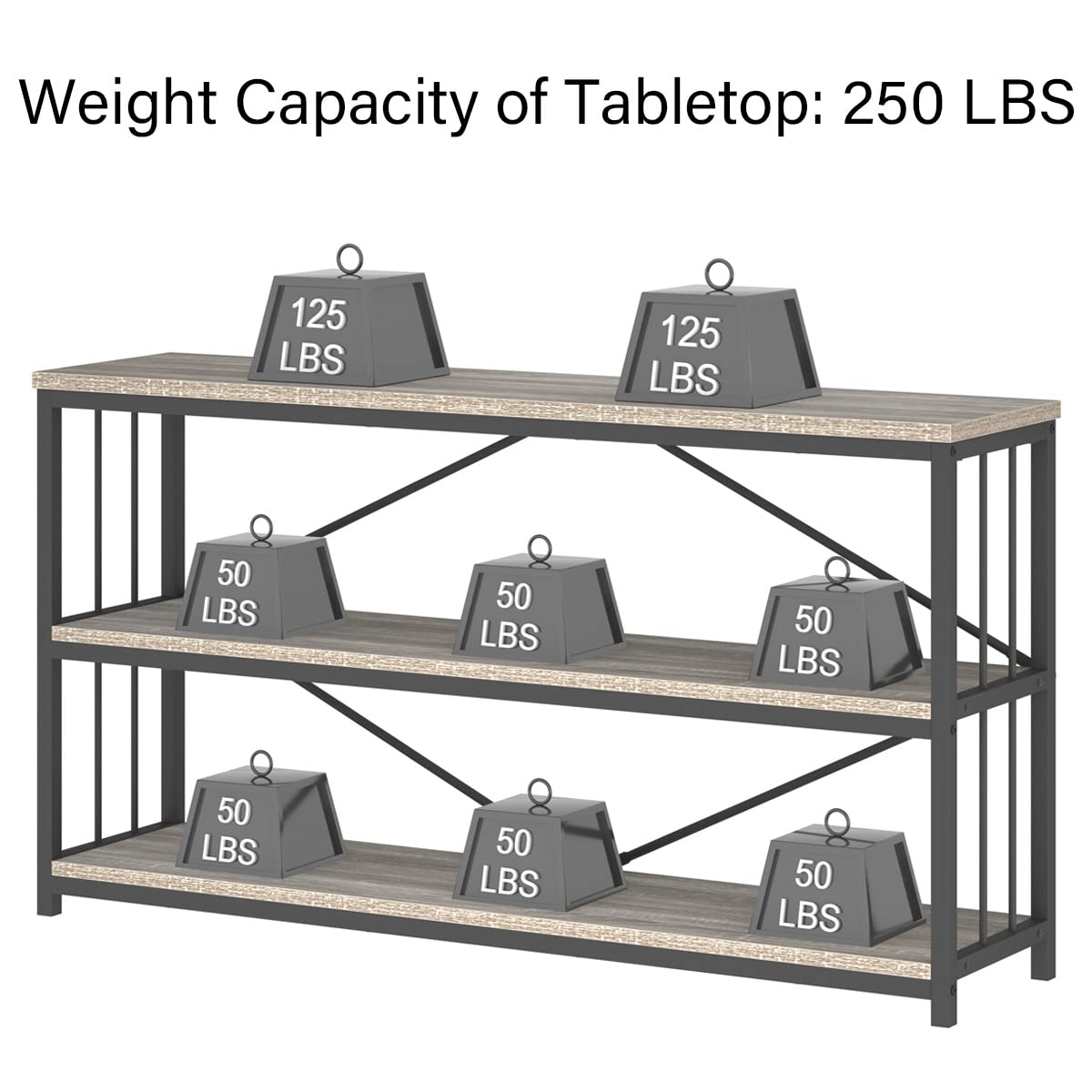 LVB Farmhouse Industrial Console Table - 55
