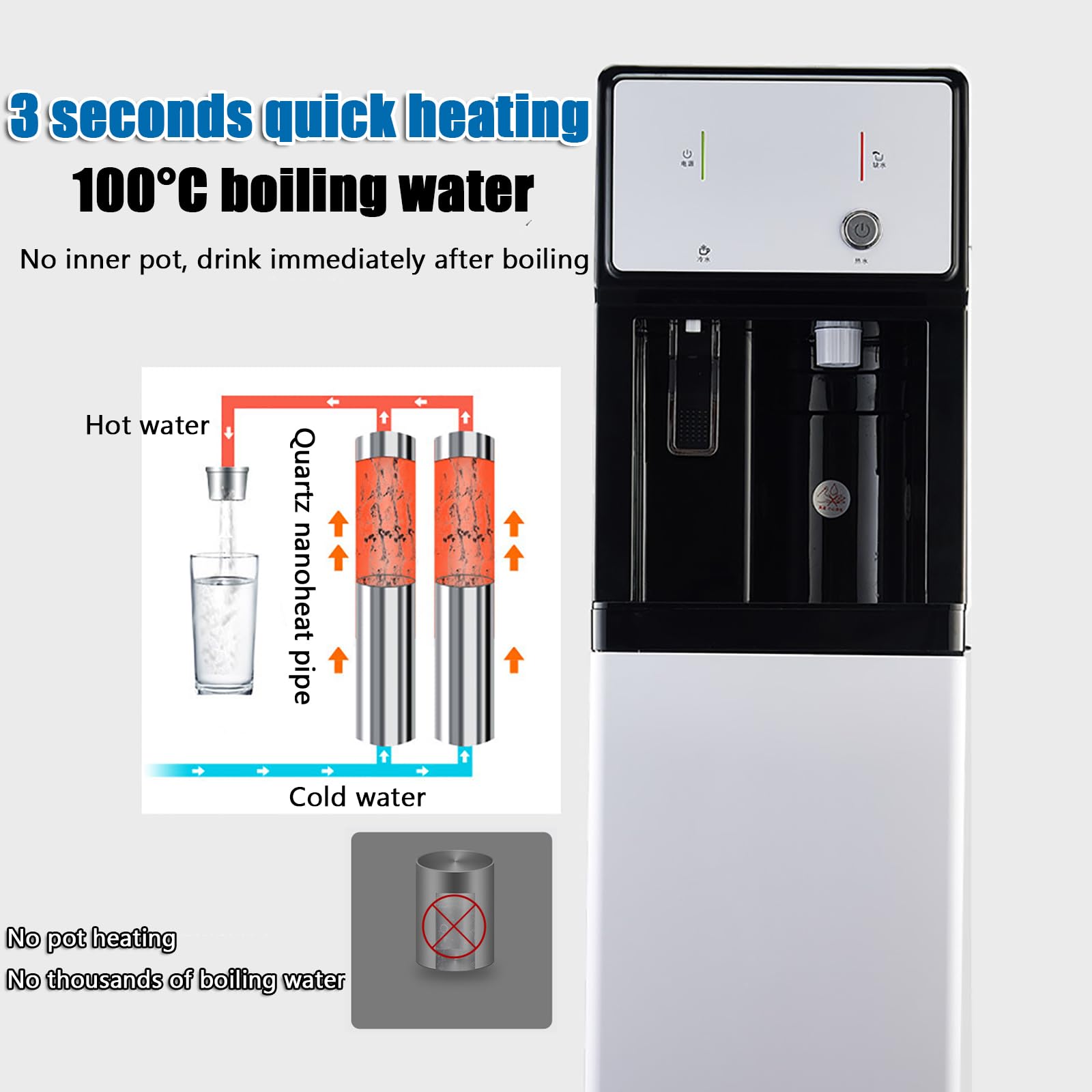 Hot and Cold Water Dispenser for Office - Instant Hot & Chilled Water for Tea, Coffee & More | Energy Efficient Countertop Appliance for Break Rooms & Workspaces